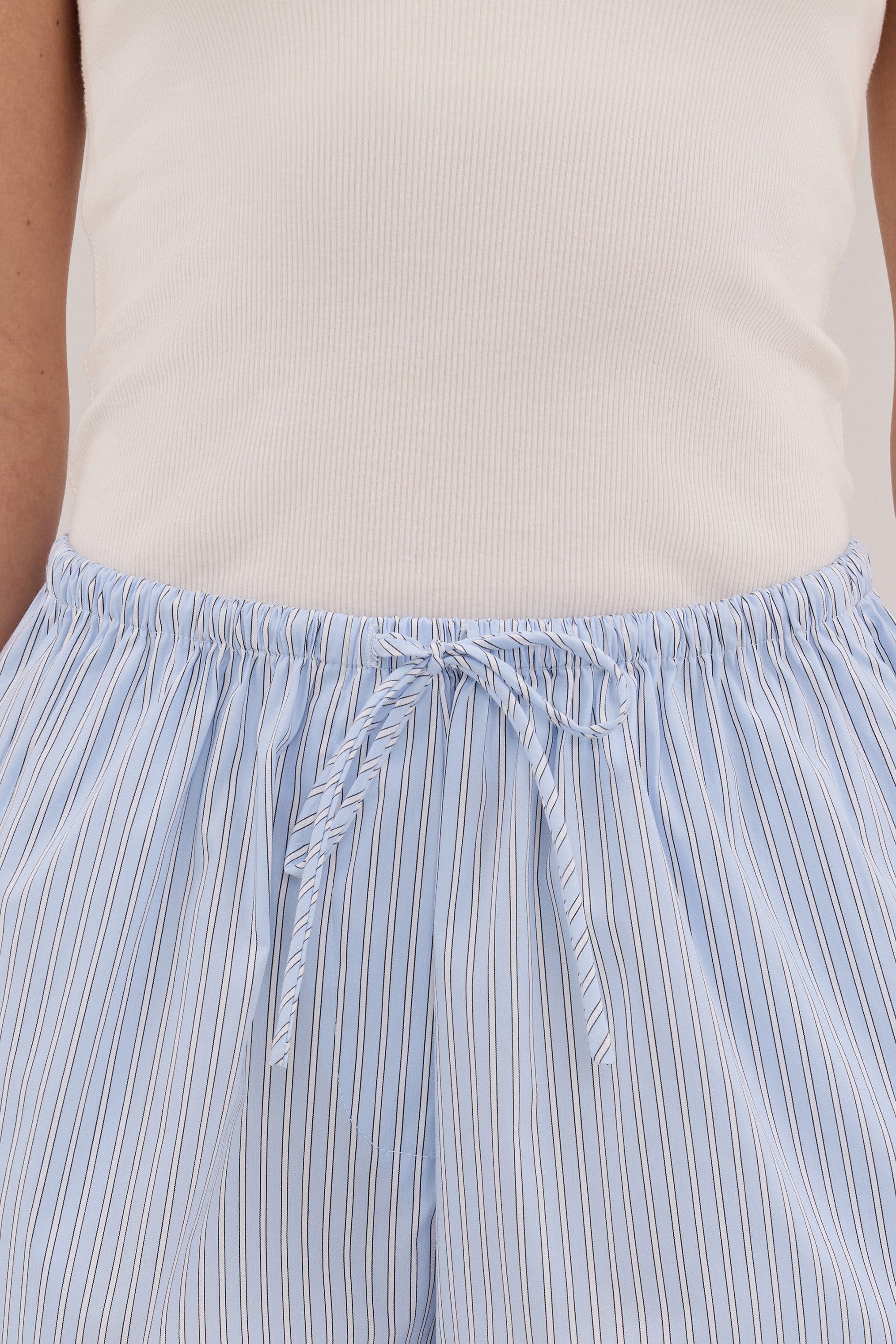 BERNICE BLUE STRIPE COTTON BLEND SHORT