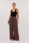 GINA CHOC LINEN ELASTIC WAIST PANT