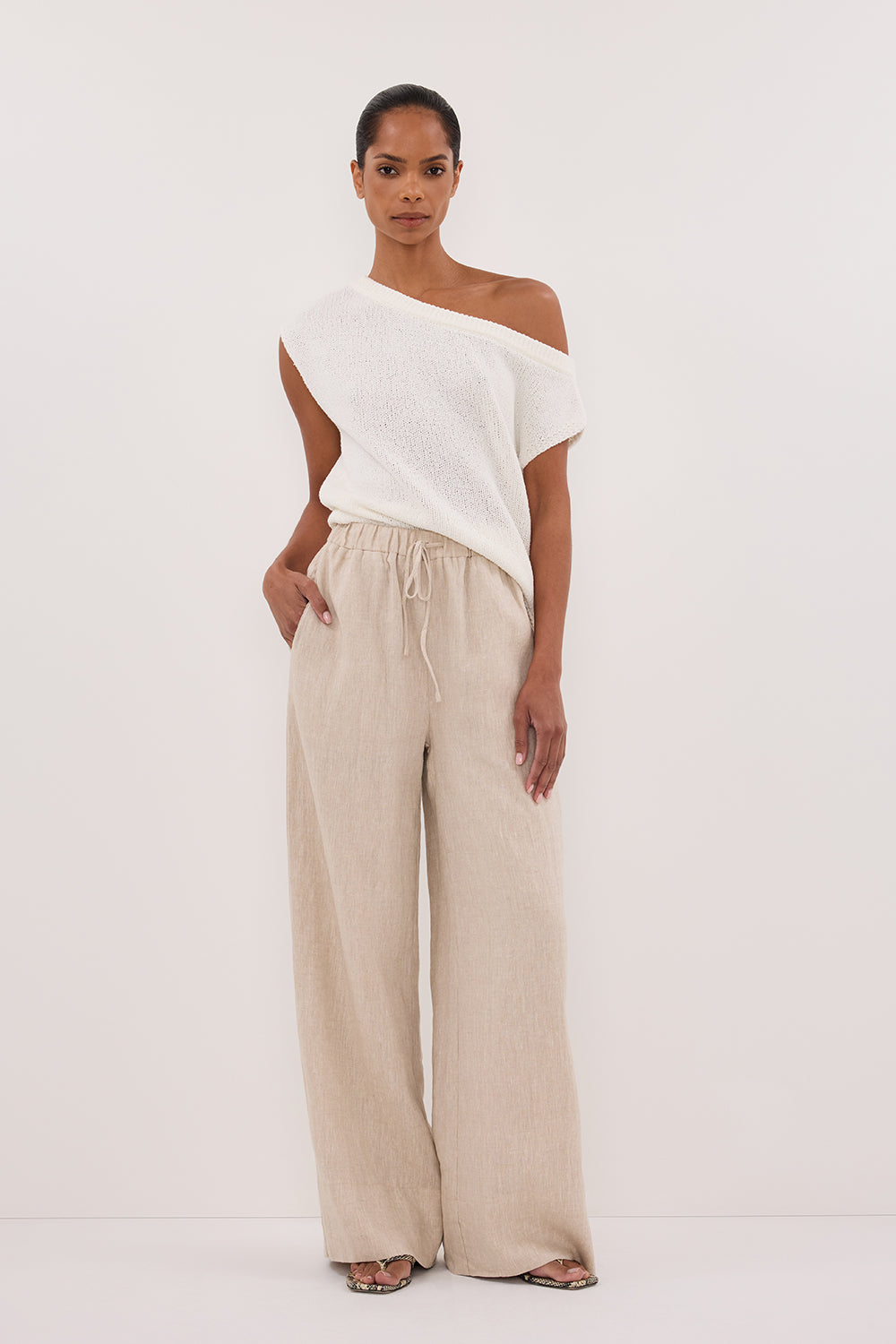GINA NATURAL LINEN WAIST PANT