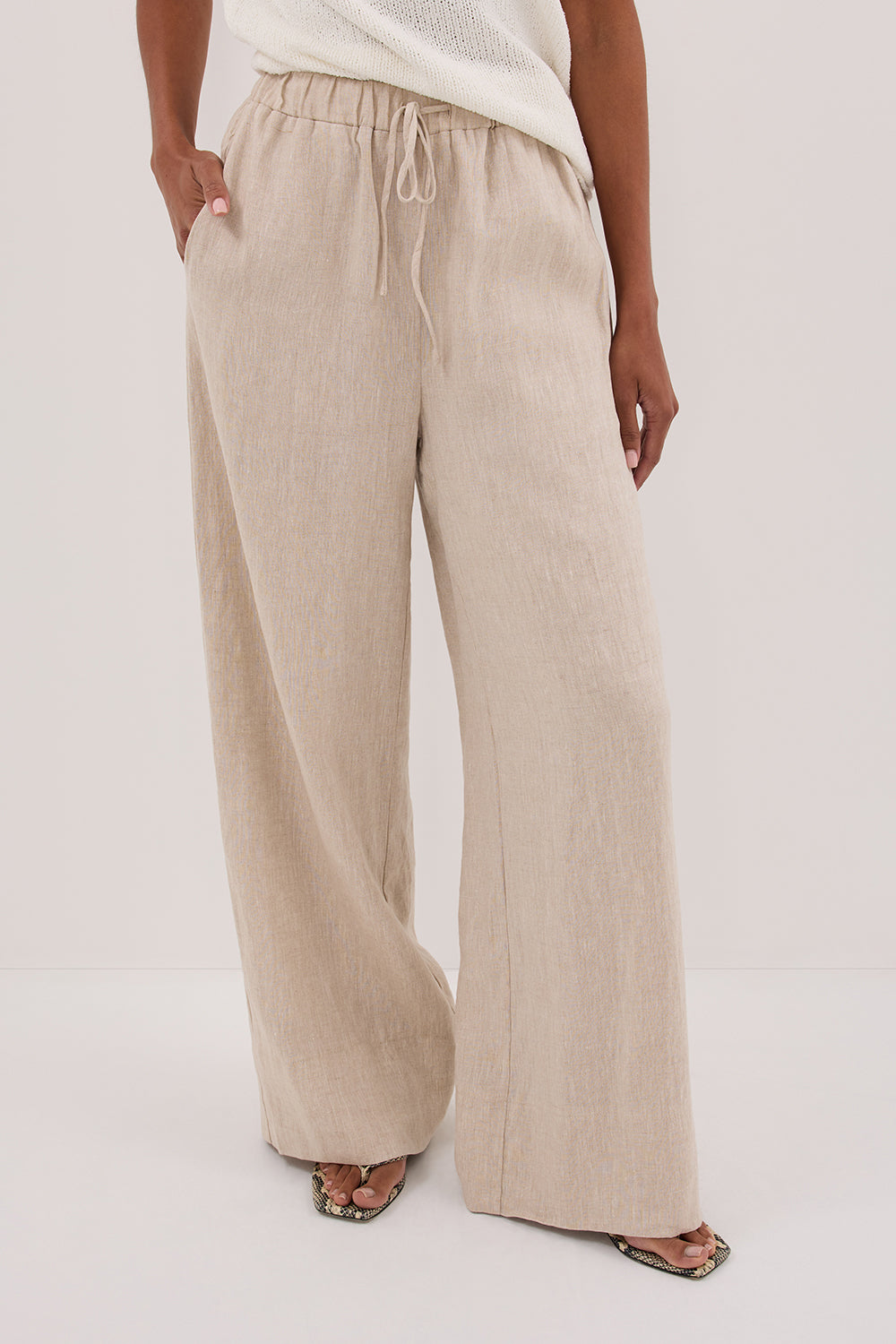 GINA NATURAL LINEN WAIST PANT