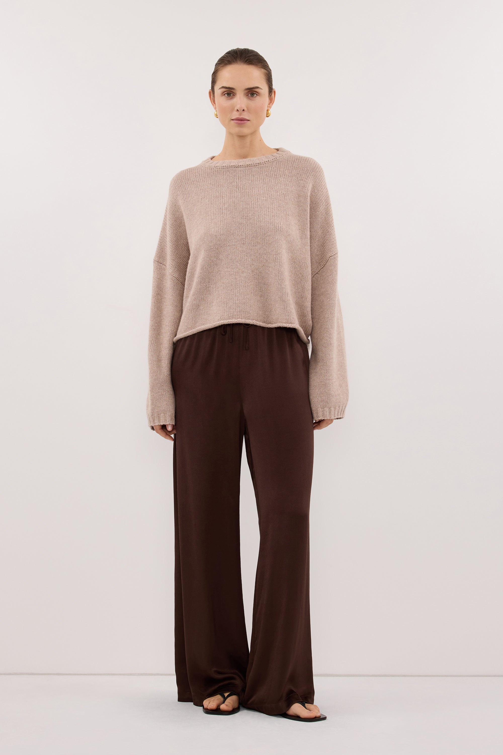 MYA BITTER CHOC SATIN PANT