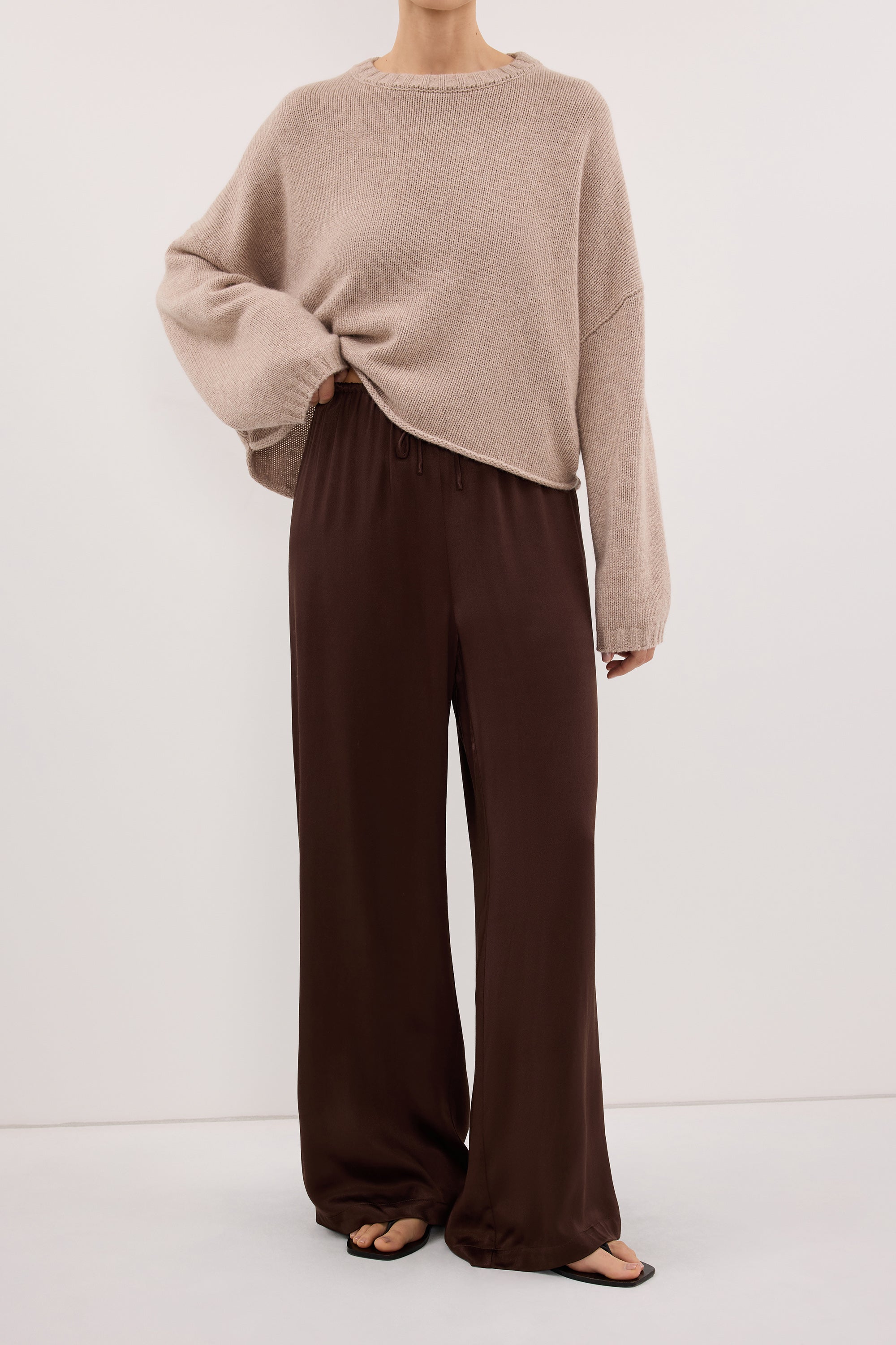 MYA BITTER CHOC SATIN PANT