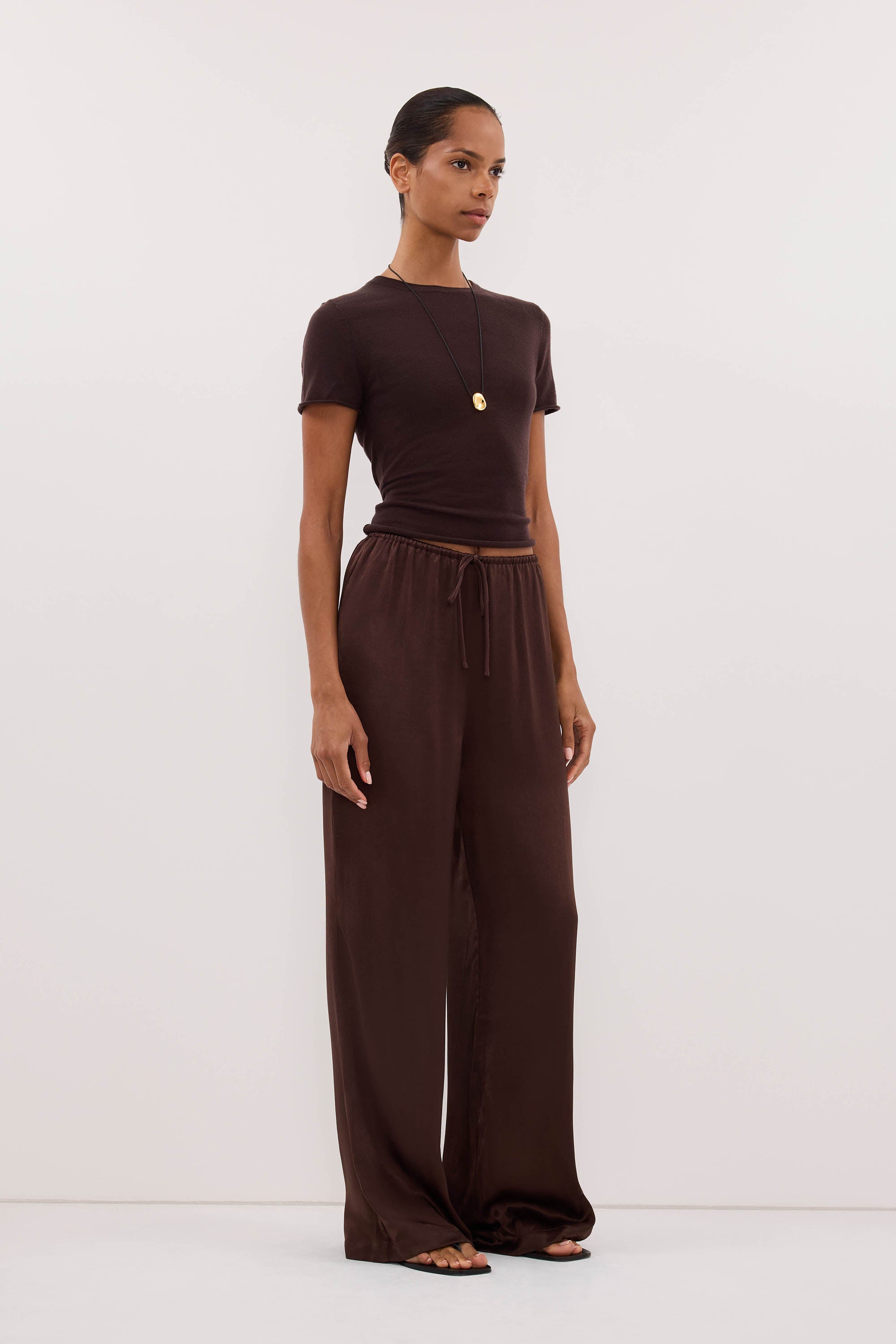 MYA BITTER CHOC SATIN PANT