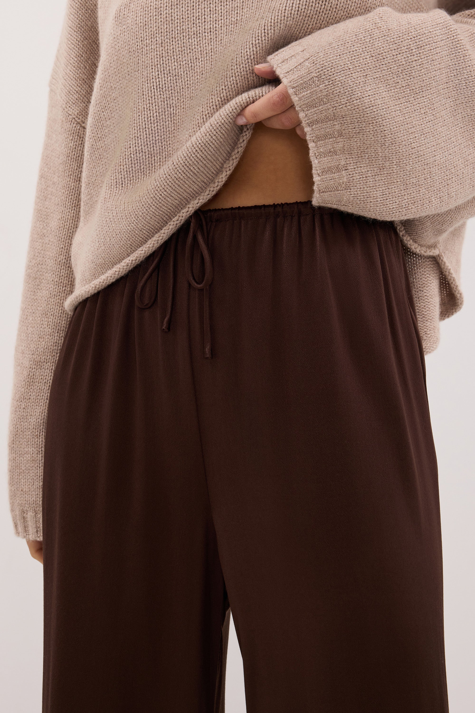 MYA BITTER CHOC SATIN PANT