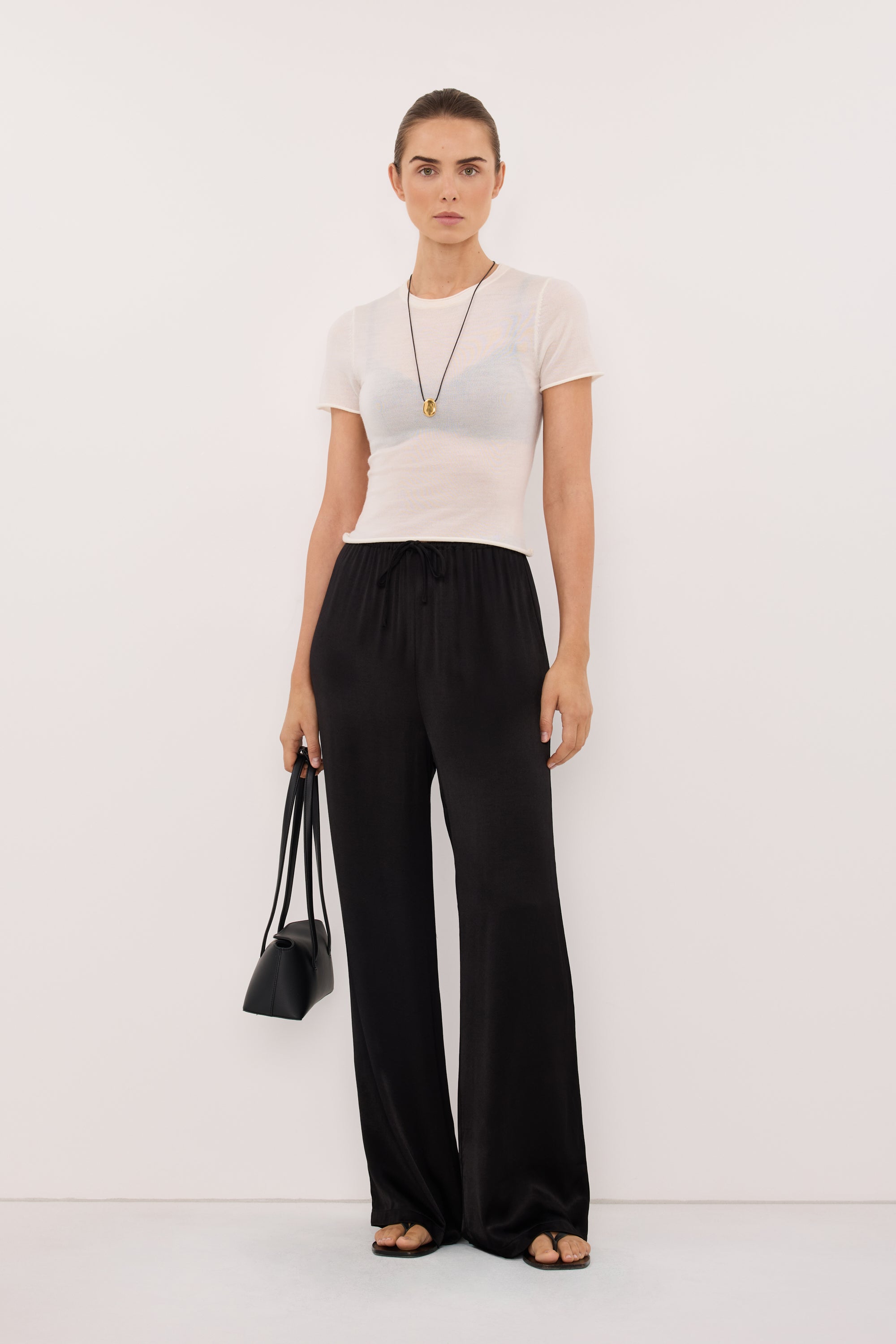 MYA BLACK SATIN PANT