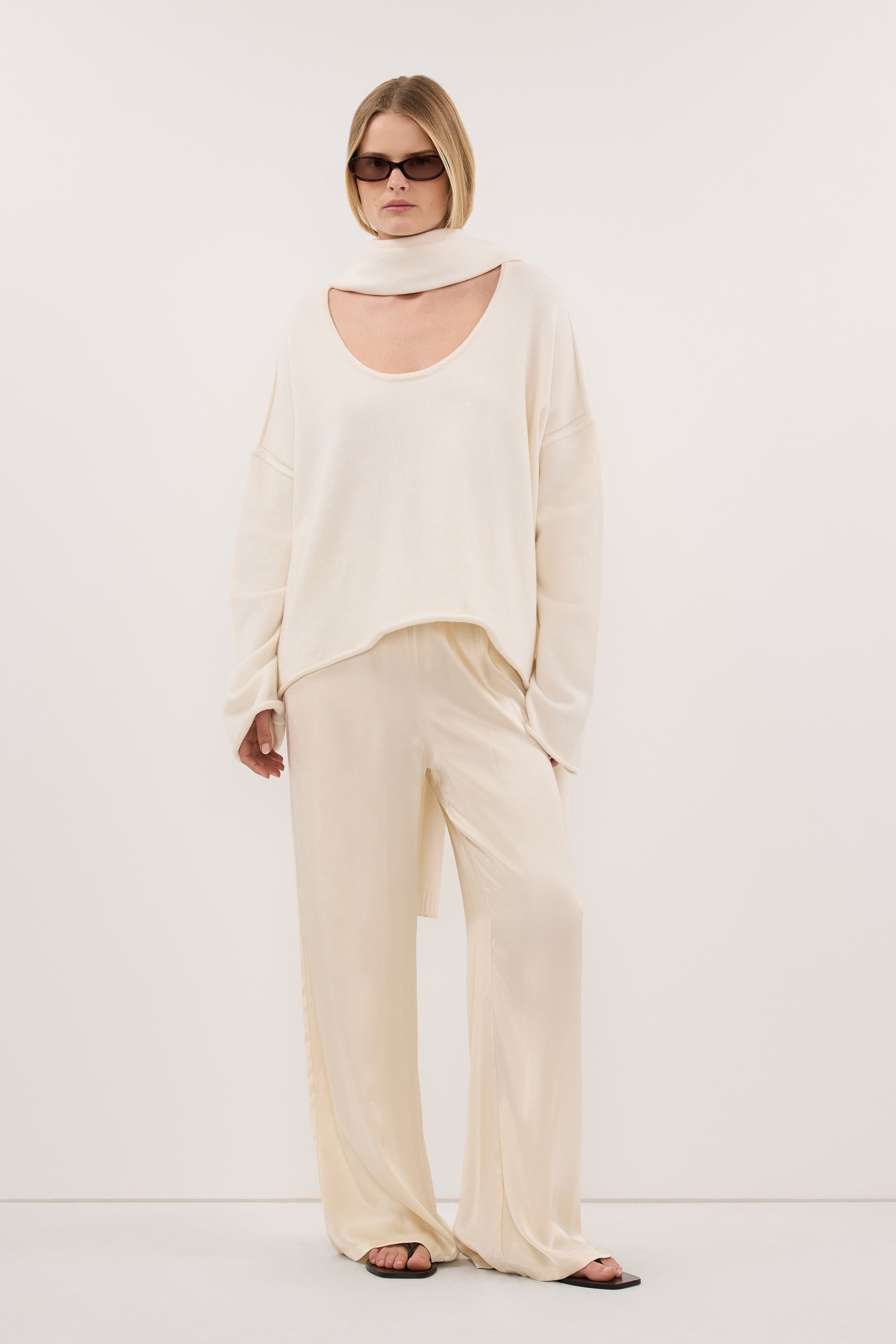 MYA CREAM SATIN PANT