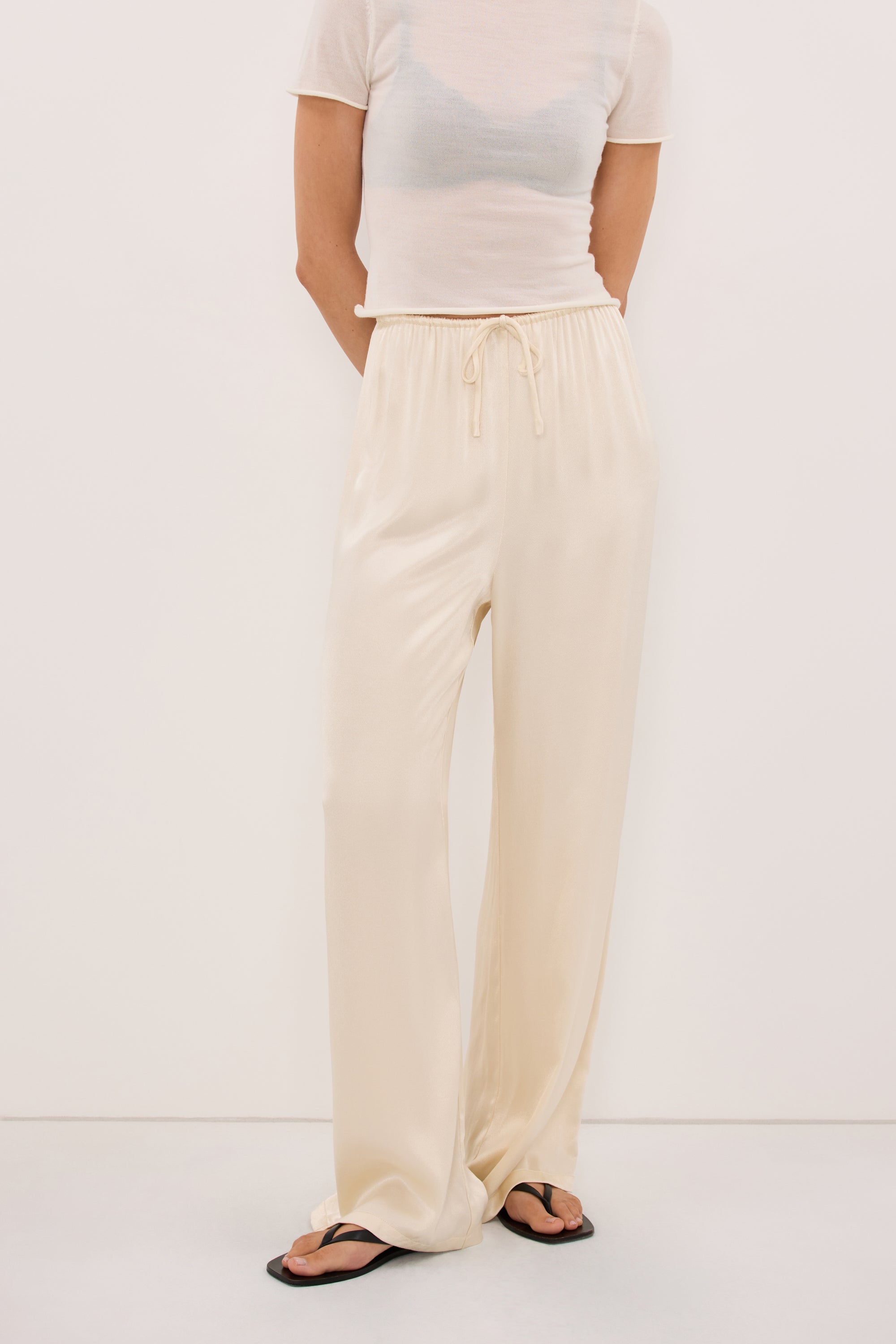 MYA CREAM SATIN PANT