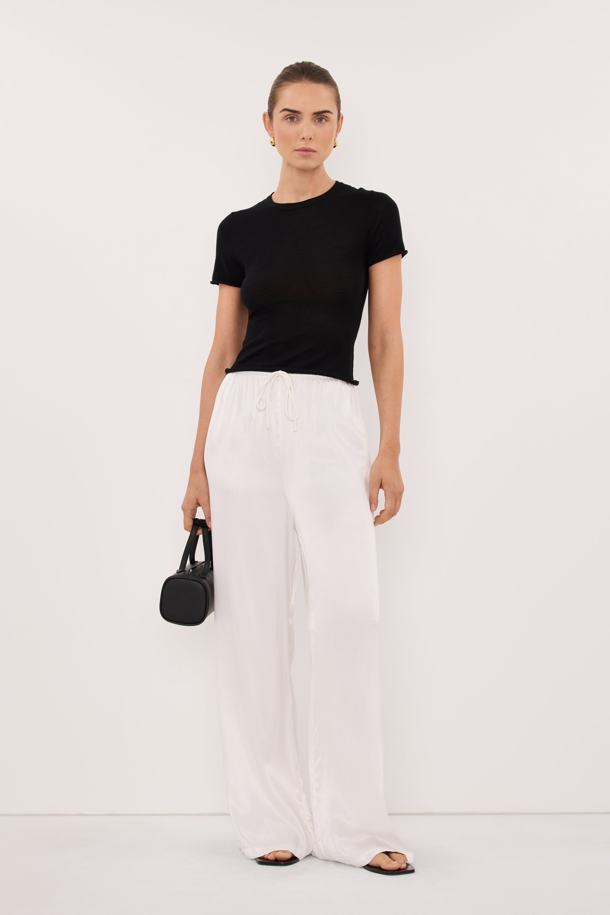 MYA WHITE SATIN PANT – DISSH