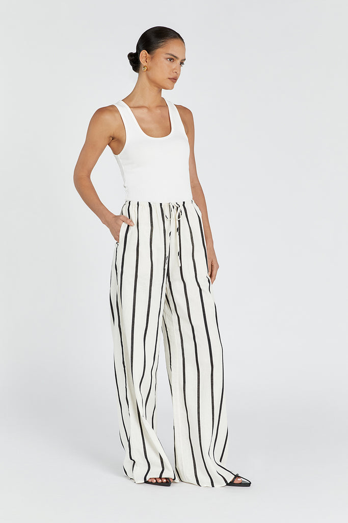 ELLIOTT CREAM STRIPE LINEN PANT | Dissh