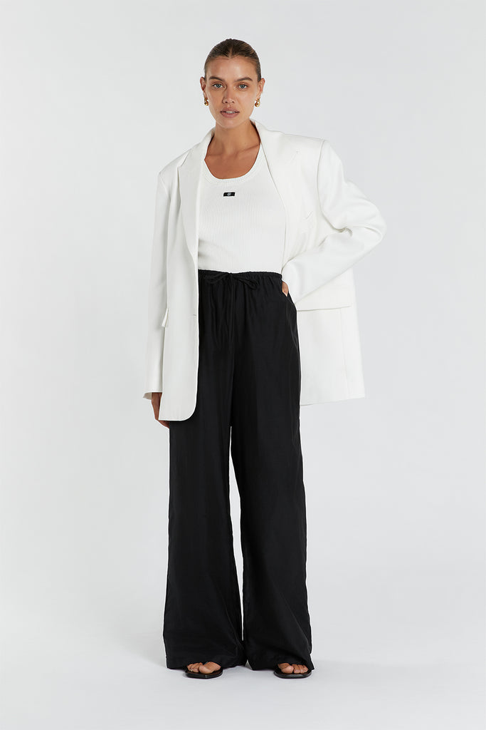 JASPER BLACK SILK COTTON PANT | Dissh