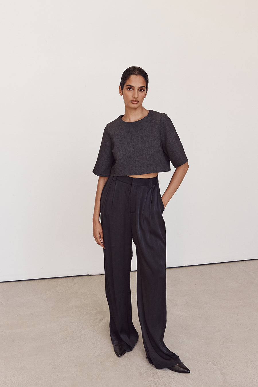 ZOE SLATE SATIN PANT