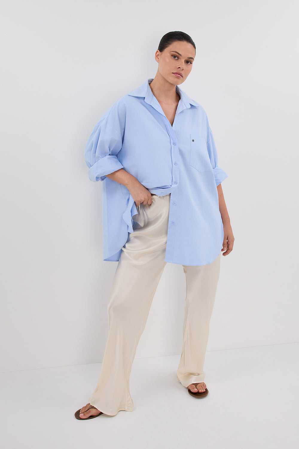 MYKA CREAM SATIN PANT | Dissh