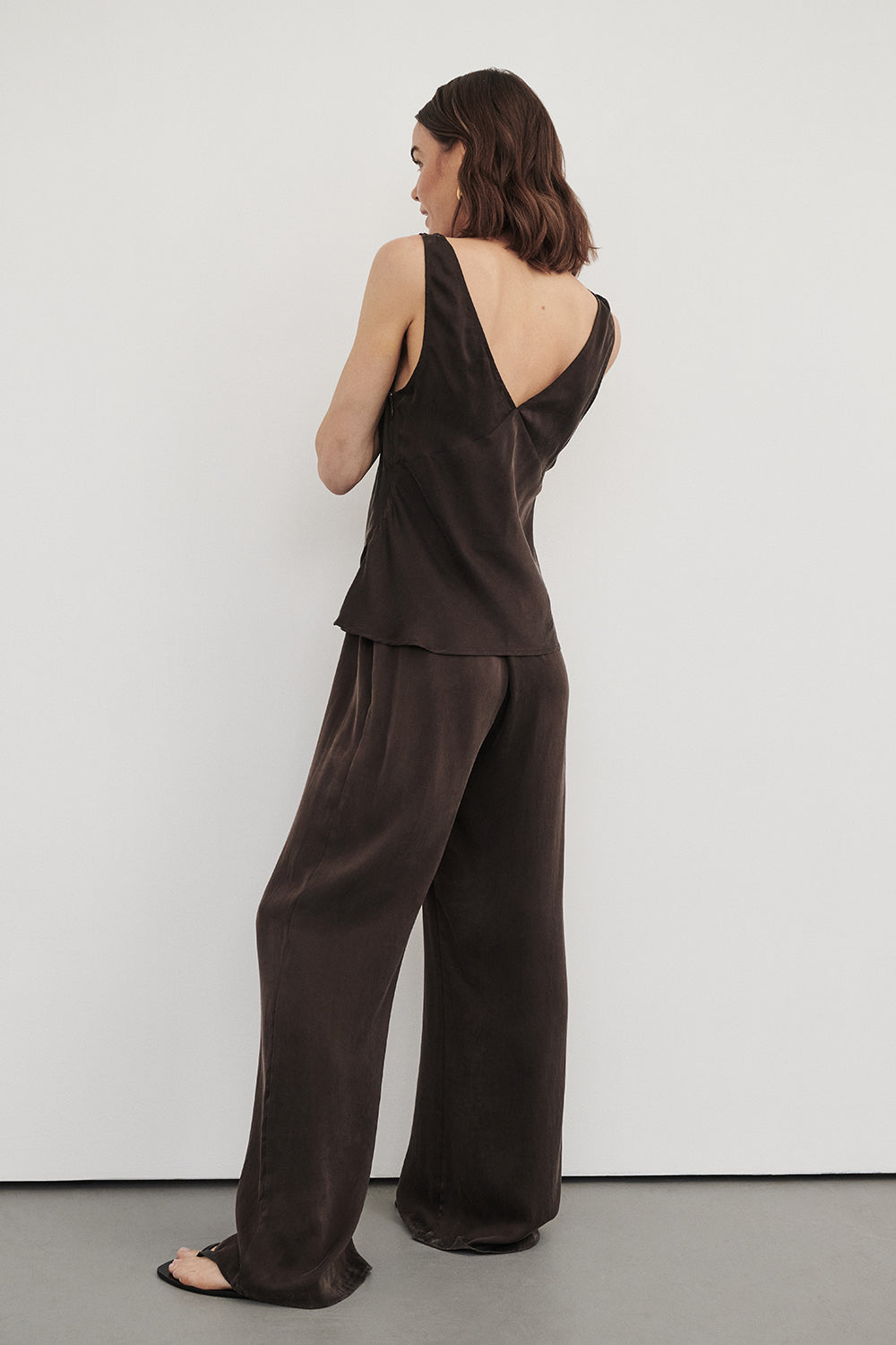 PERCY BITTER CHOC SILK PANT