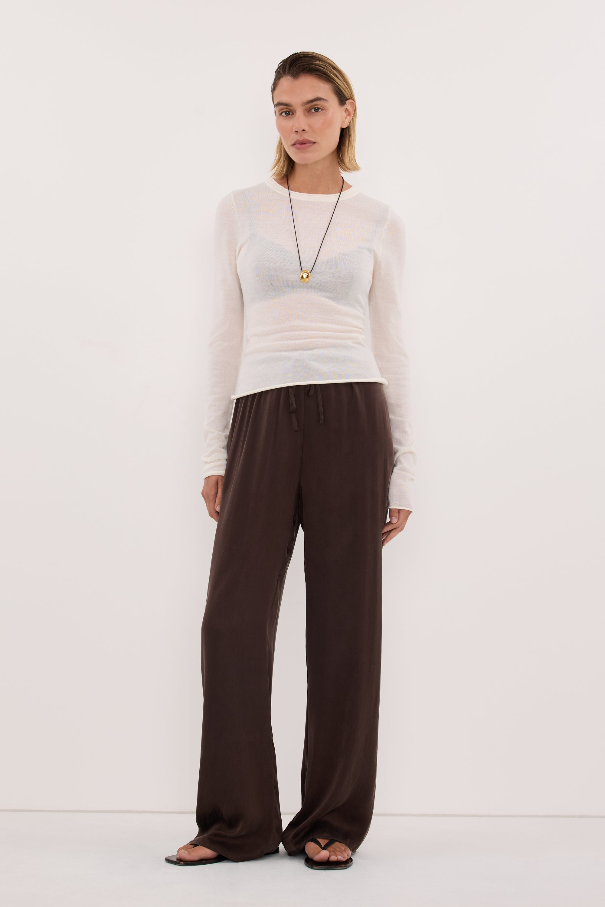 PERCY BITTER CHOC SILK PANT