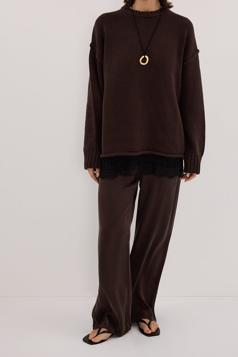 PERCY BITTER CHOC SILK PANT