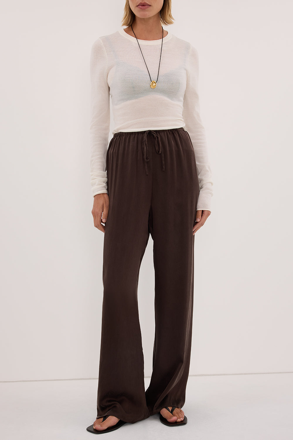 PERCY BITTER CHOC SILK PANT