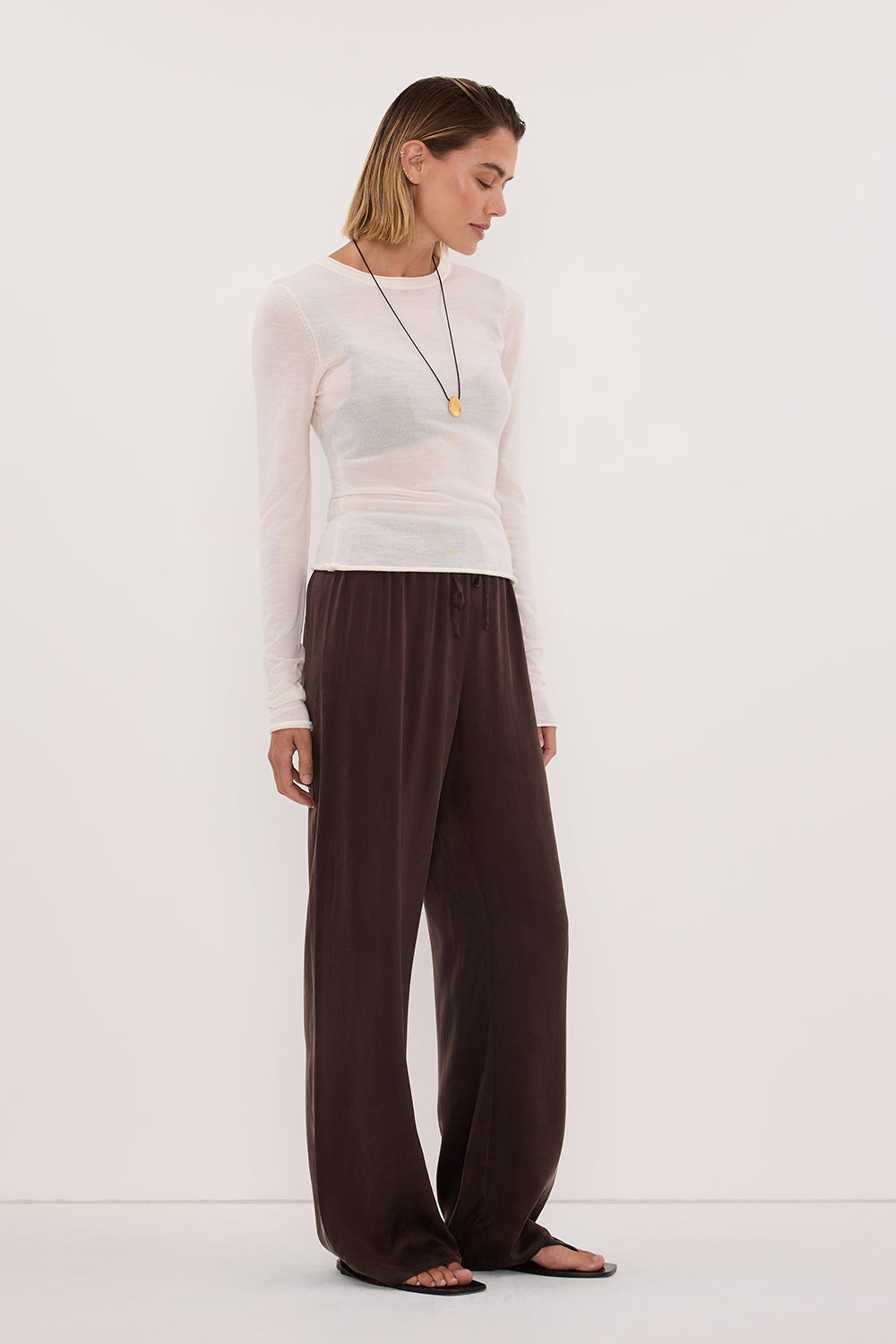 PERCY BITTER CHOC SILK PANT