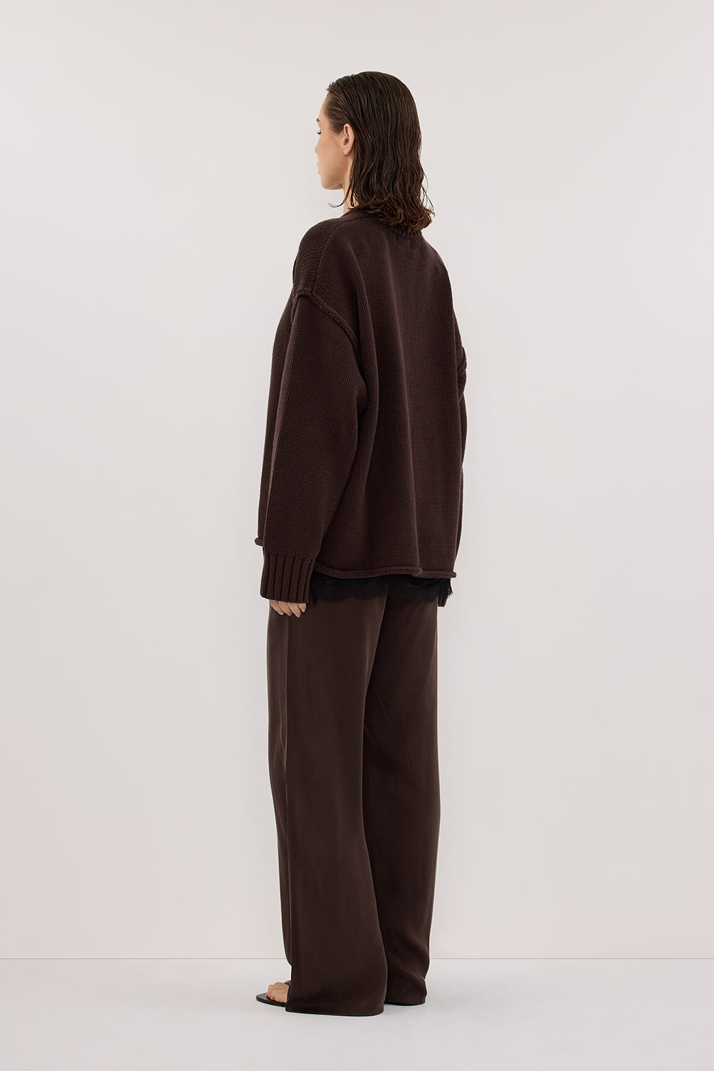 PERCY BITTER CHOC SILK PANT