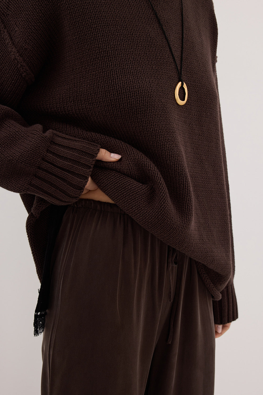 PERCY BITTER CHOC SILK PANT