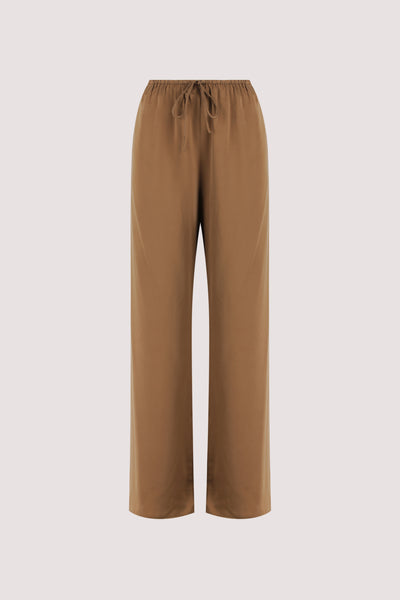 Aude wearing PERCY CHESTNUT SILK PANT
