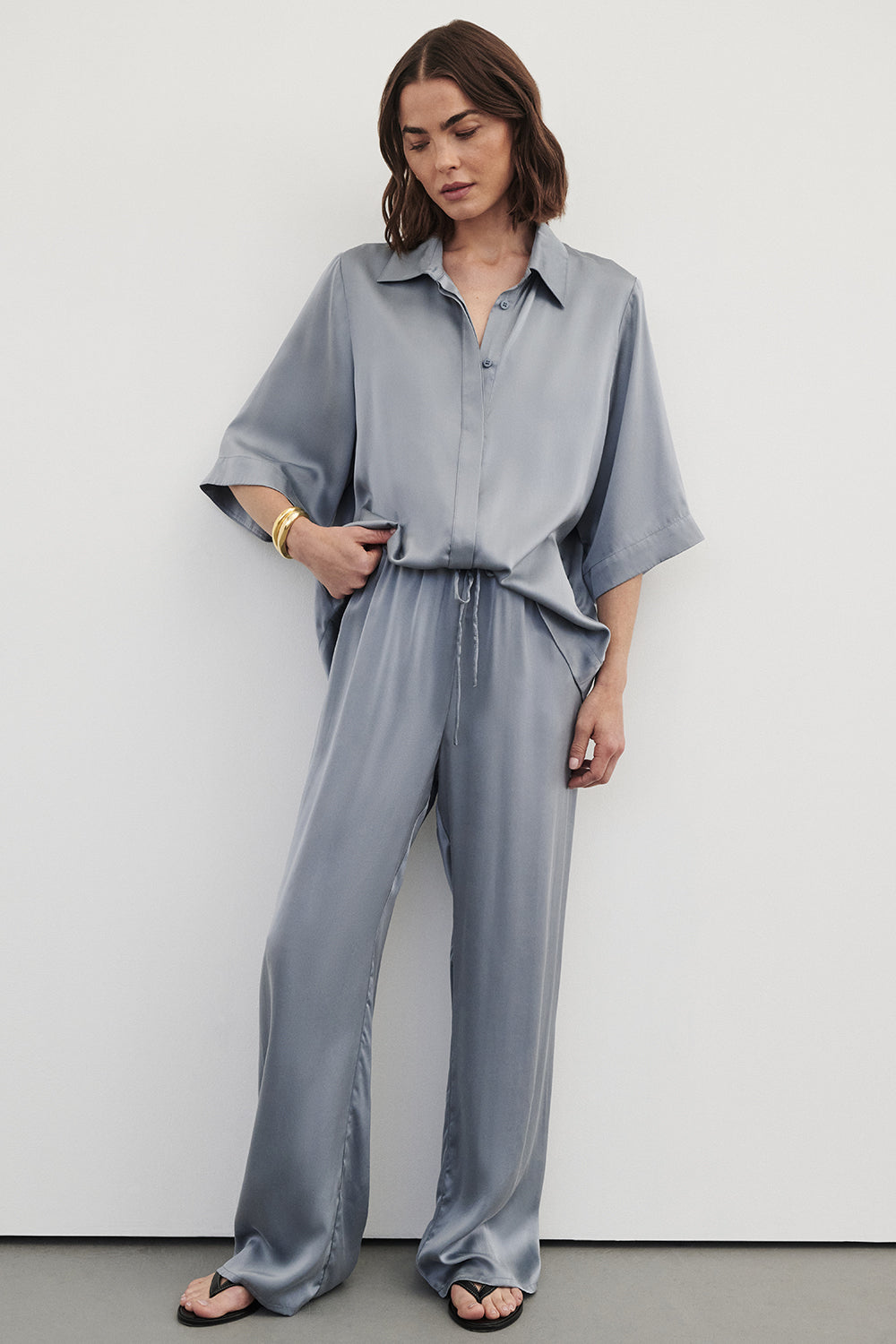 PERCY DUSTY BLUE SILK PANT