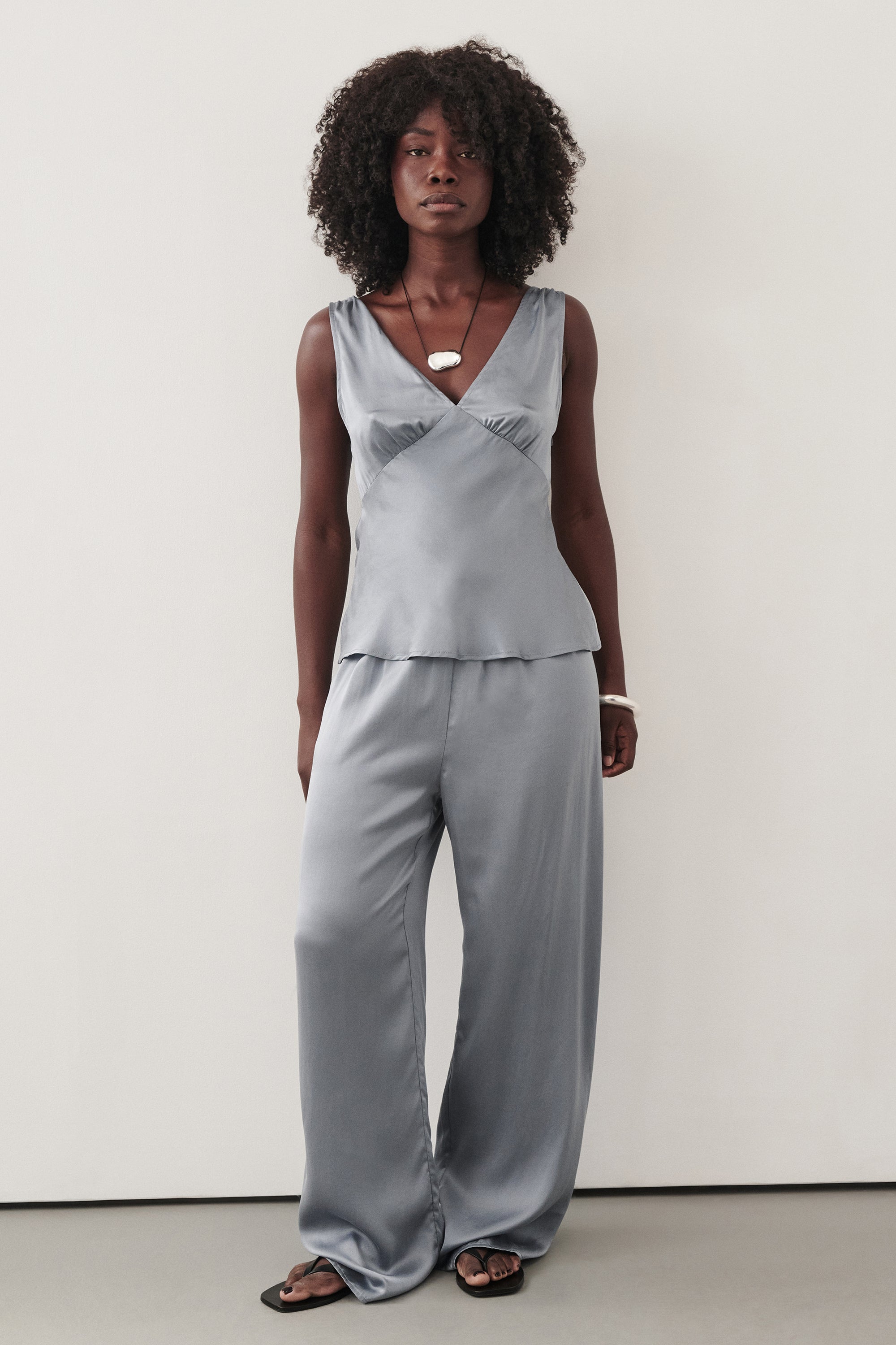 PERCY DUSTY BLUE SILK PANT