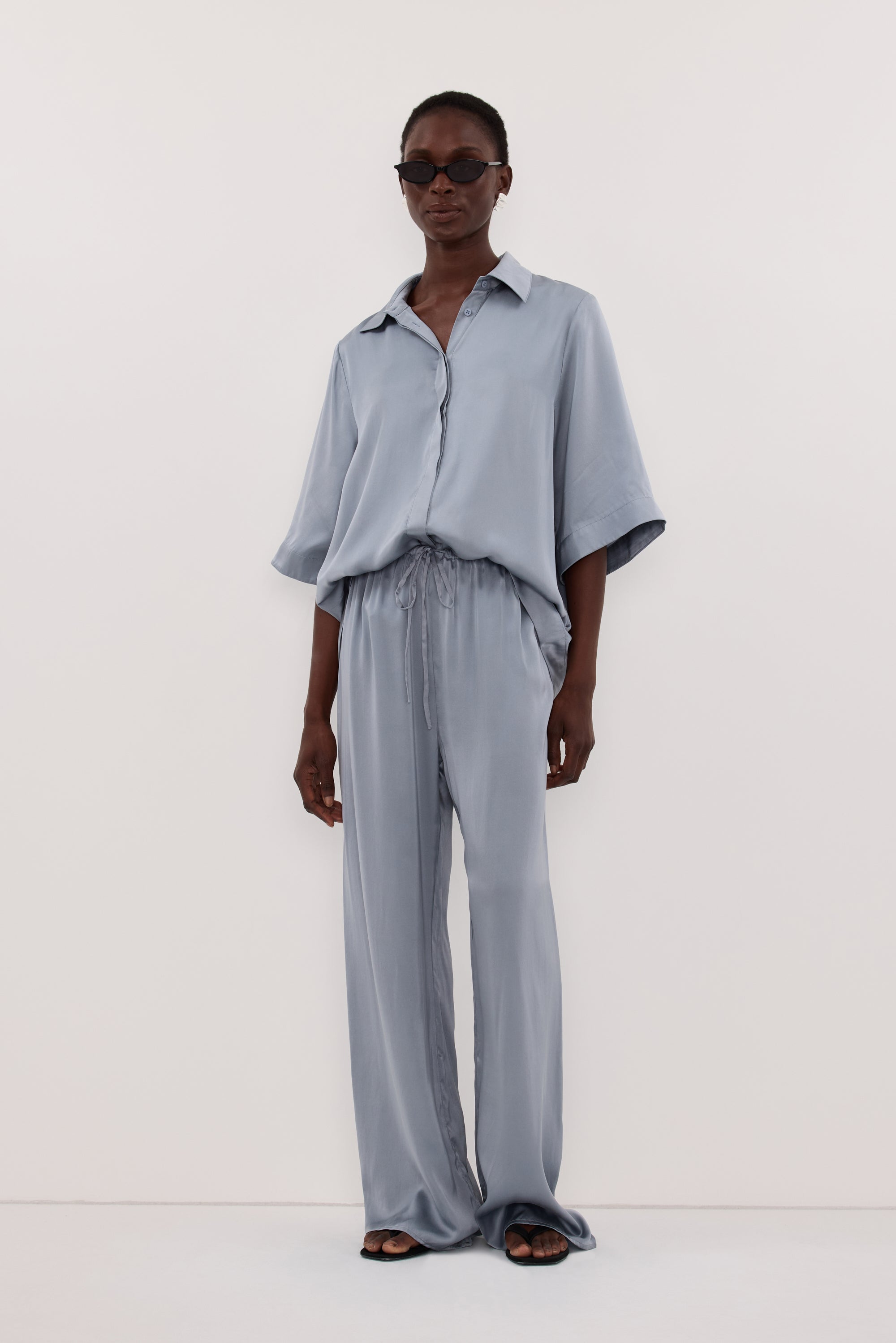 PERCY DUSTY BLUE SILK PANT
