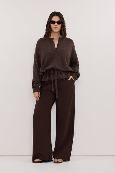 Jasmine wearing ELLE DARK CHOCOLATE PANT