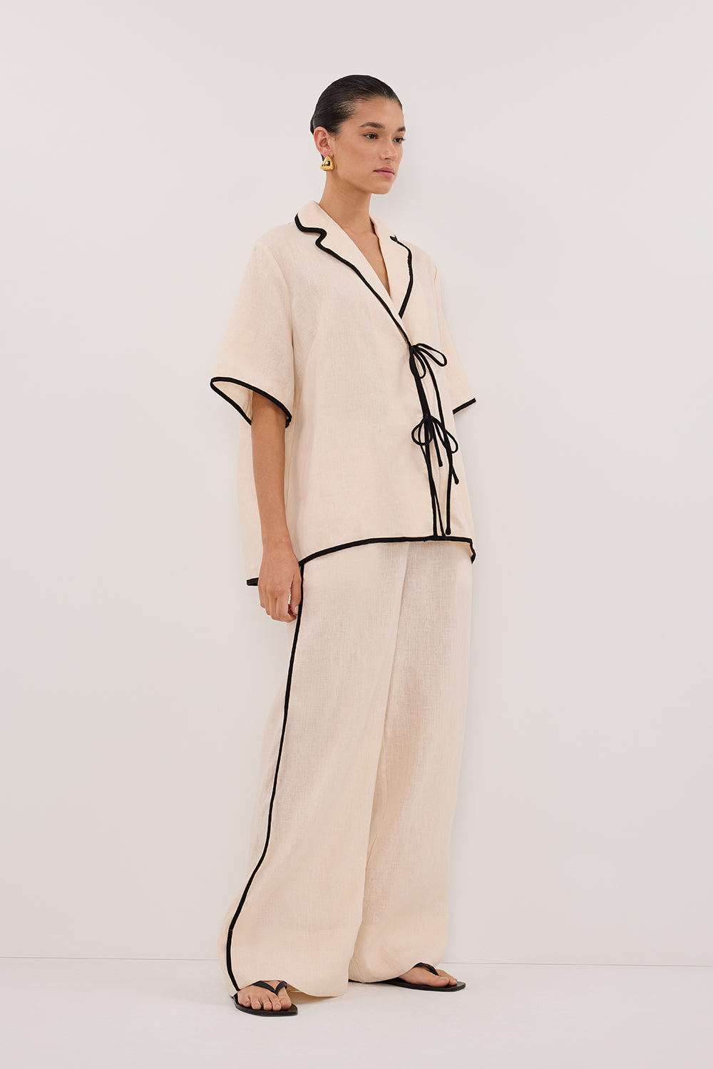 VON CREAM LINEN PANT
