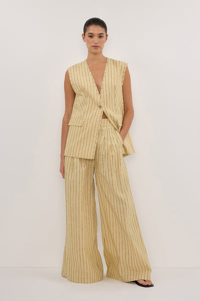 Aude wearing OLLIE DUNE STRIPE WIDE LEG PANT