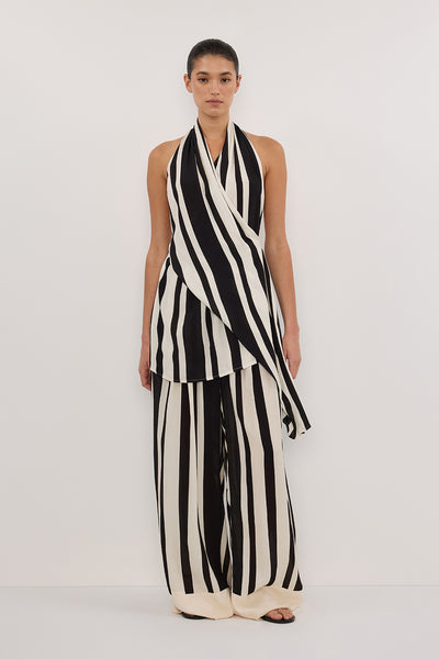 Aude wearing BEAU BLACK STRIPE PANT