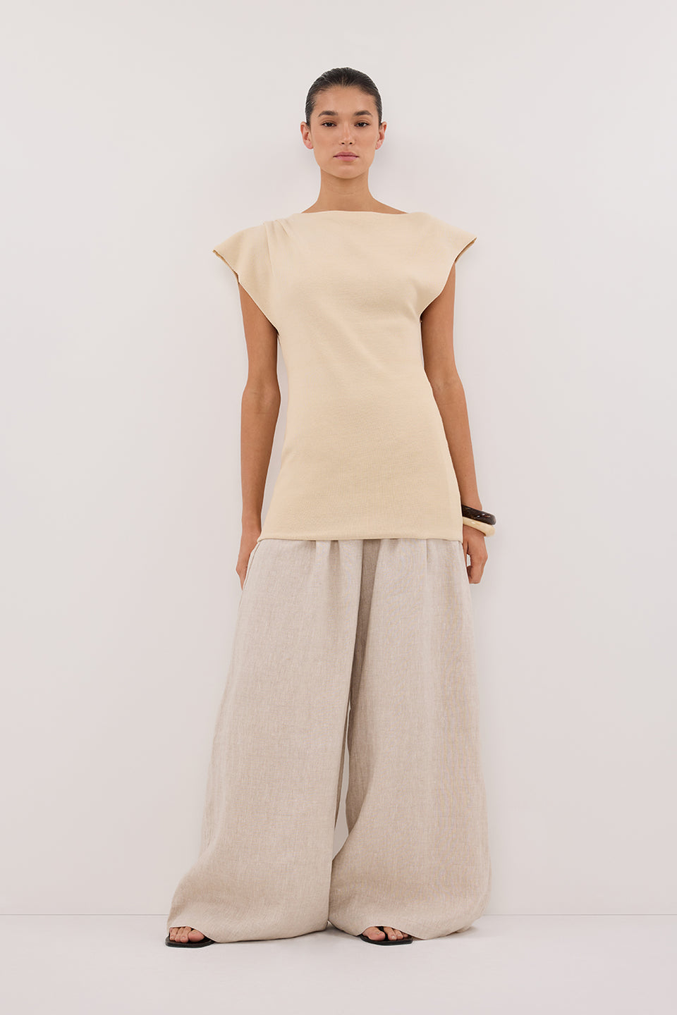 CODY NATURAL WIDE LINEN PANT