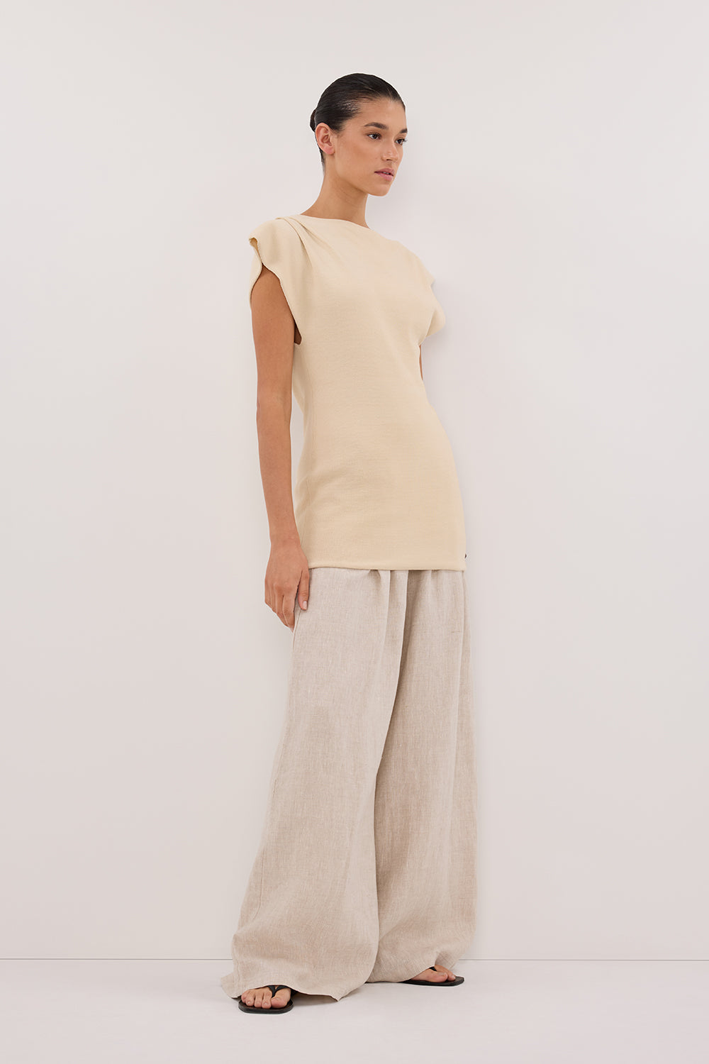 CODY NATURAL WIDE LINEN PANT