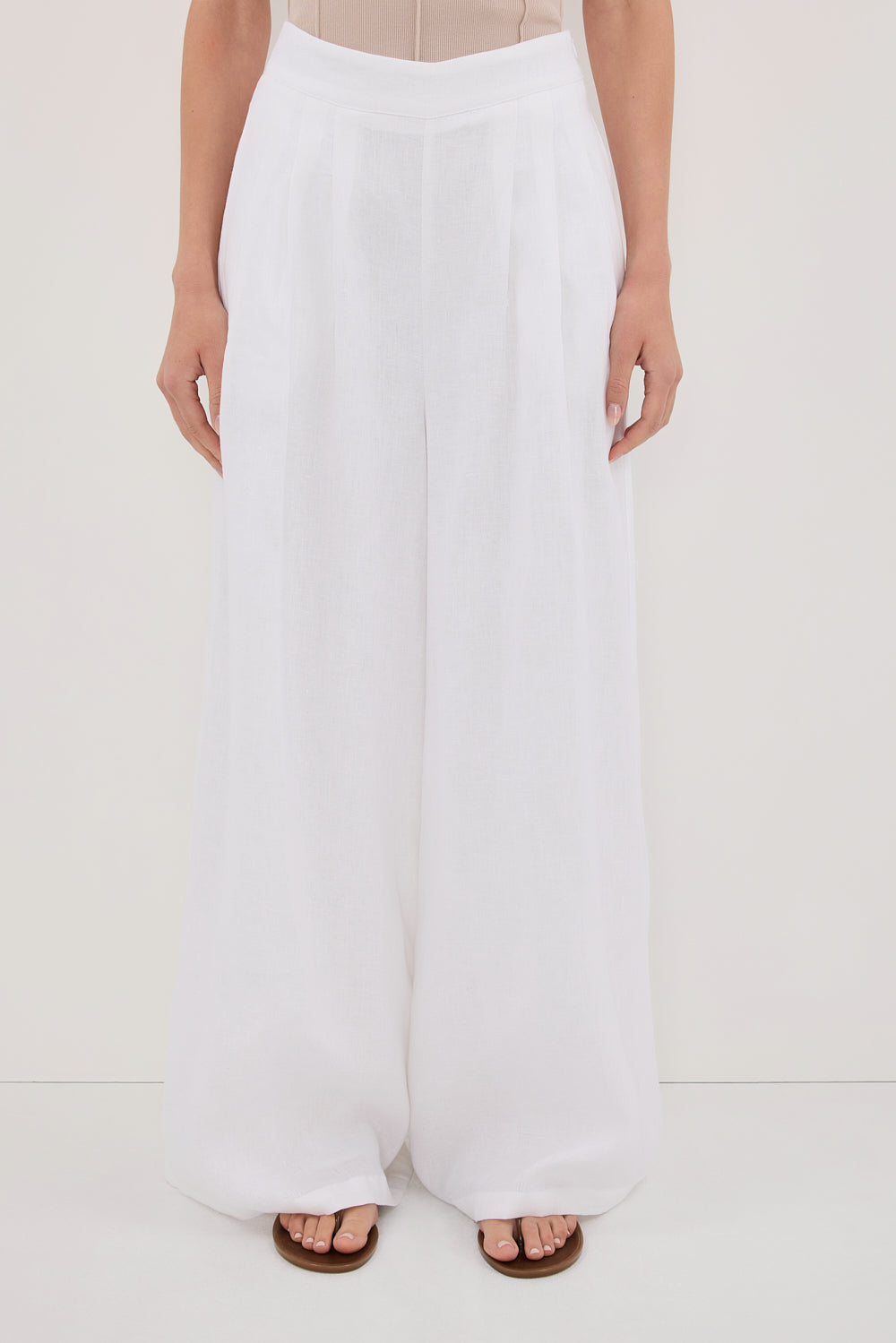 CODY WHITE WIDE LINEN PANT