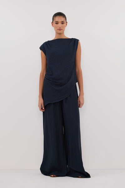 Aude wearing SHYLA SLATE WIDE LEG PANT