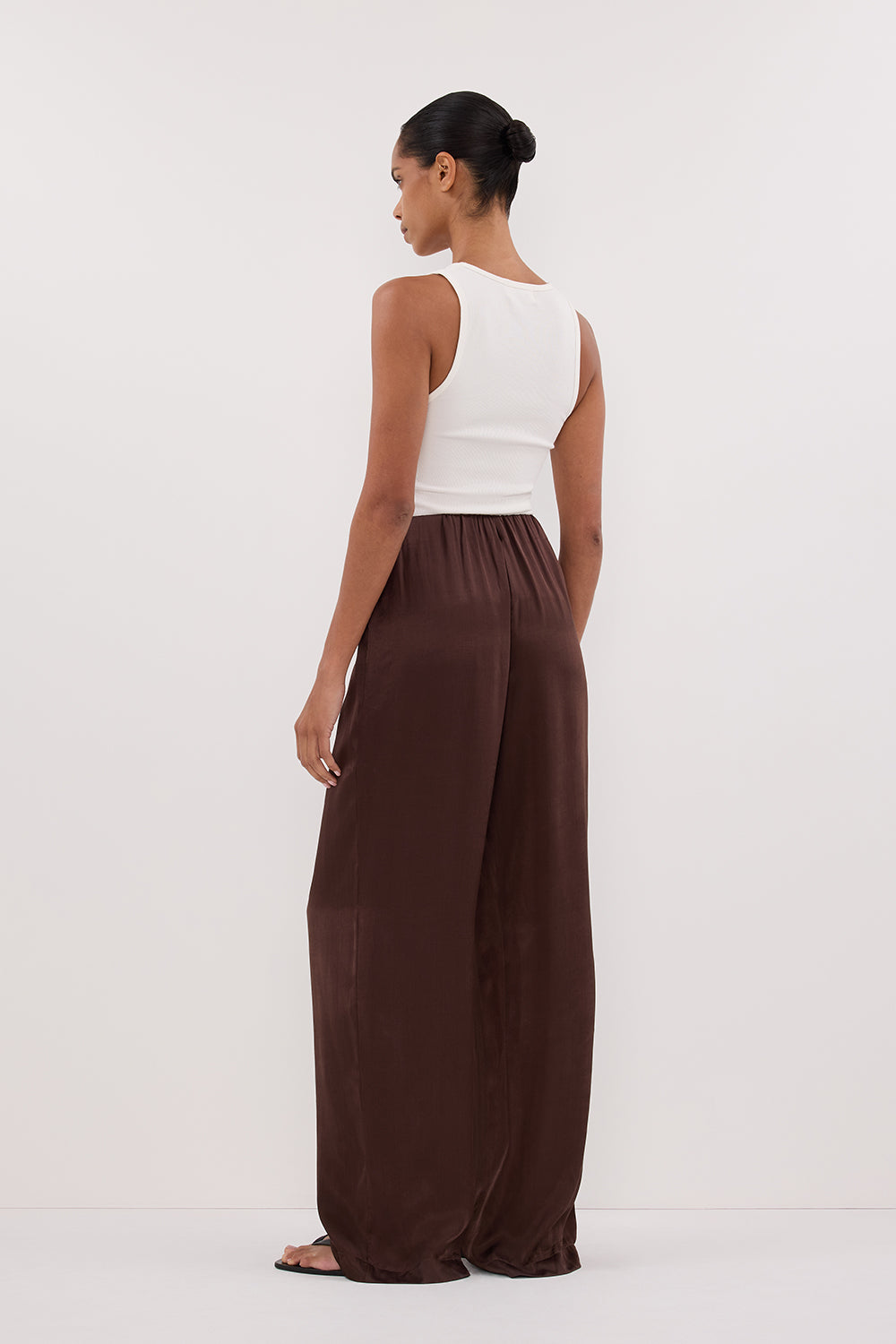 MONICA BITTER CHOC SATIN PANT – DISSH
