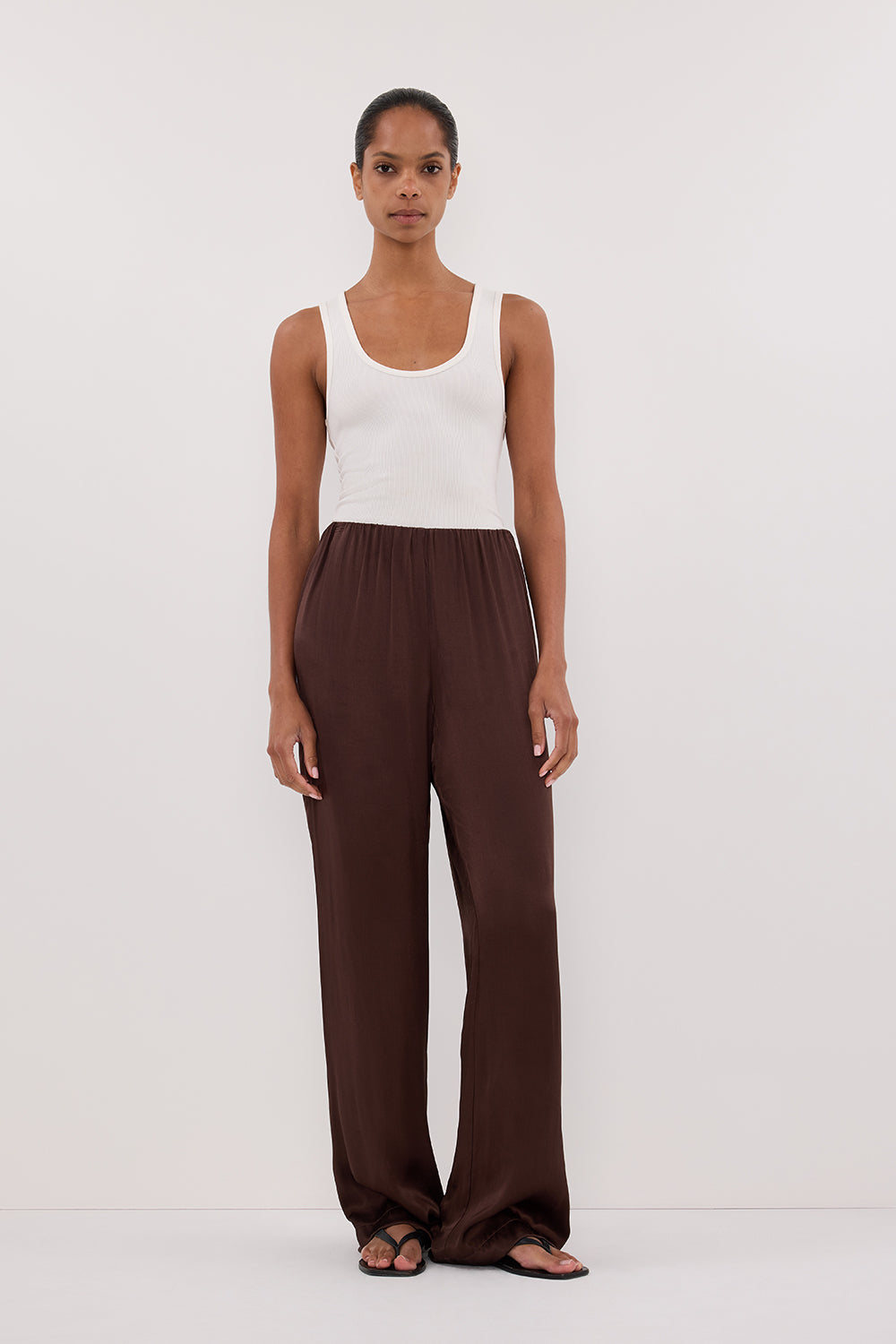 MONICA BITTER CHOC SATIN PANT