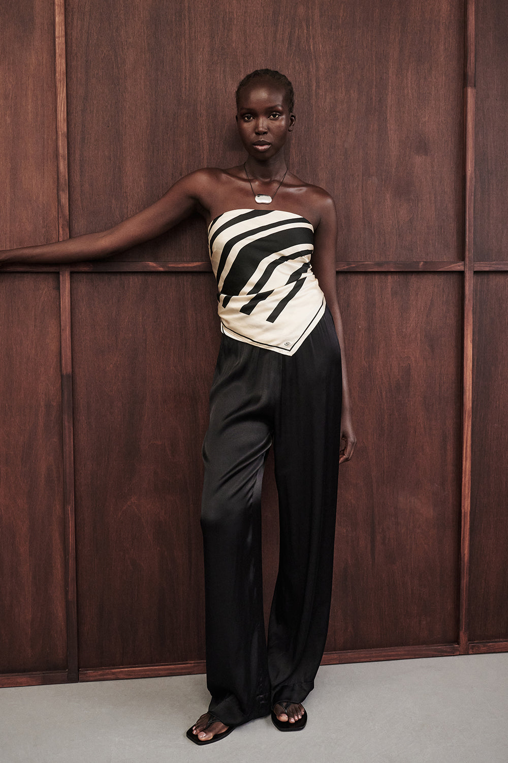 MONICA BLACK SATIN PANT