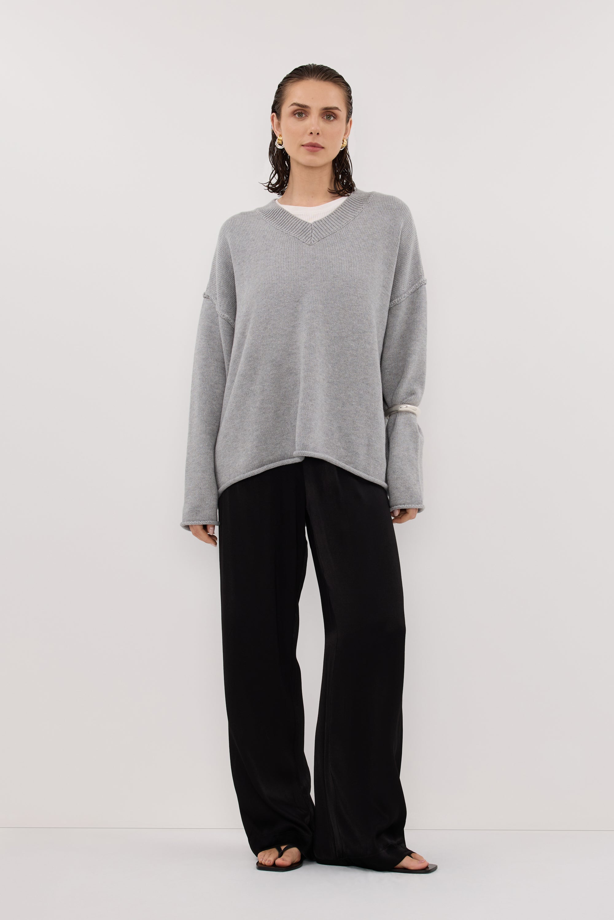 MONICA BLACK SATIN PANT