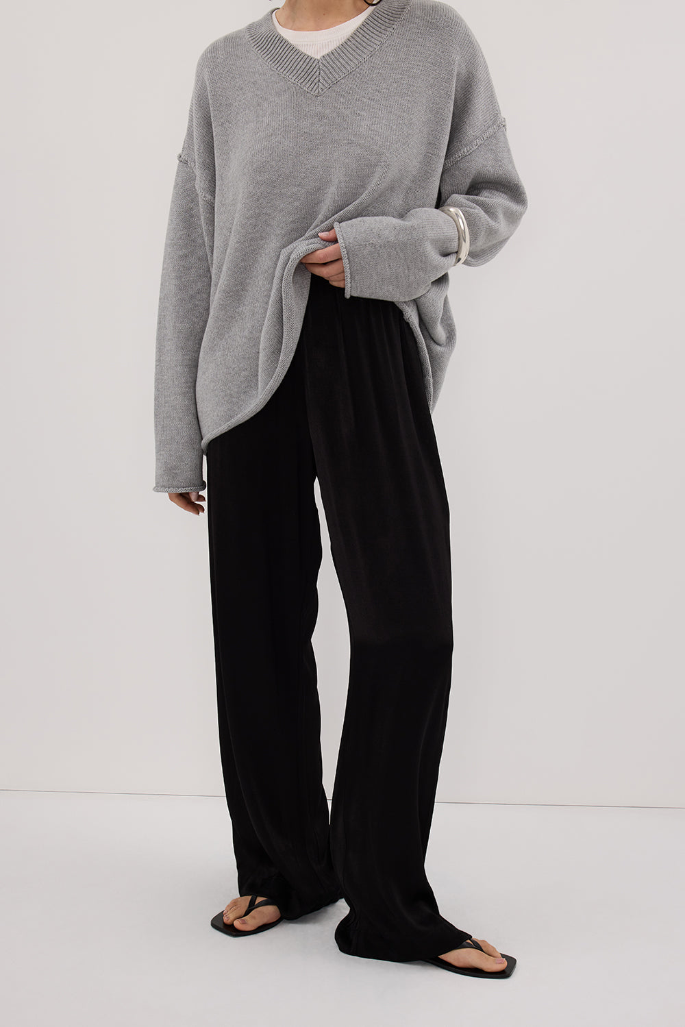 MONICA BLACK SATIN PANT – DISSH