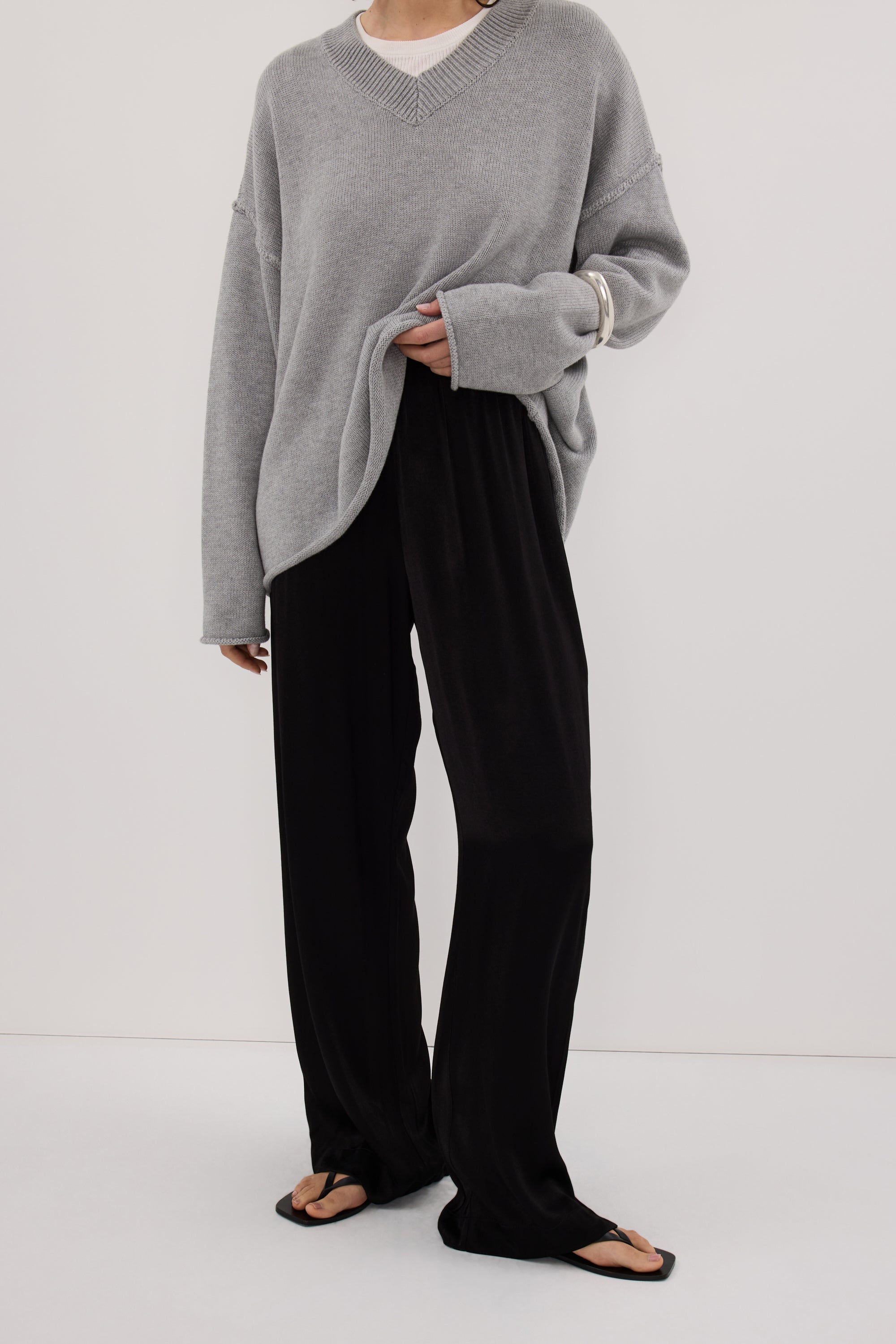 MONICA BLACK SATIN PANT