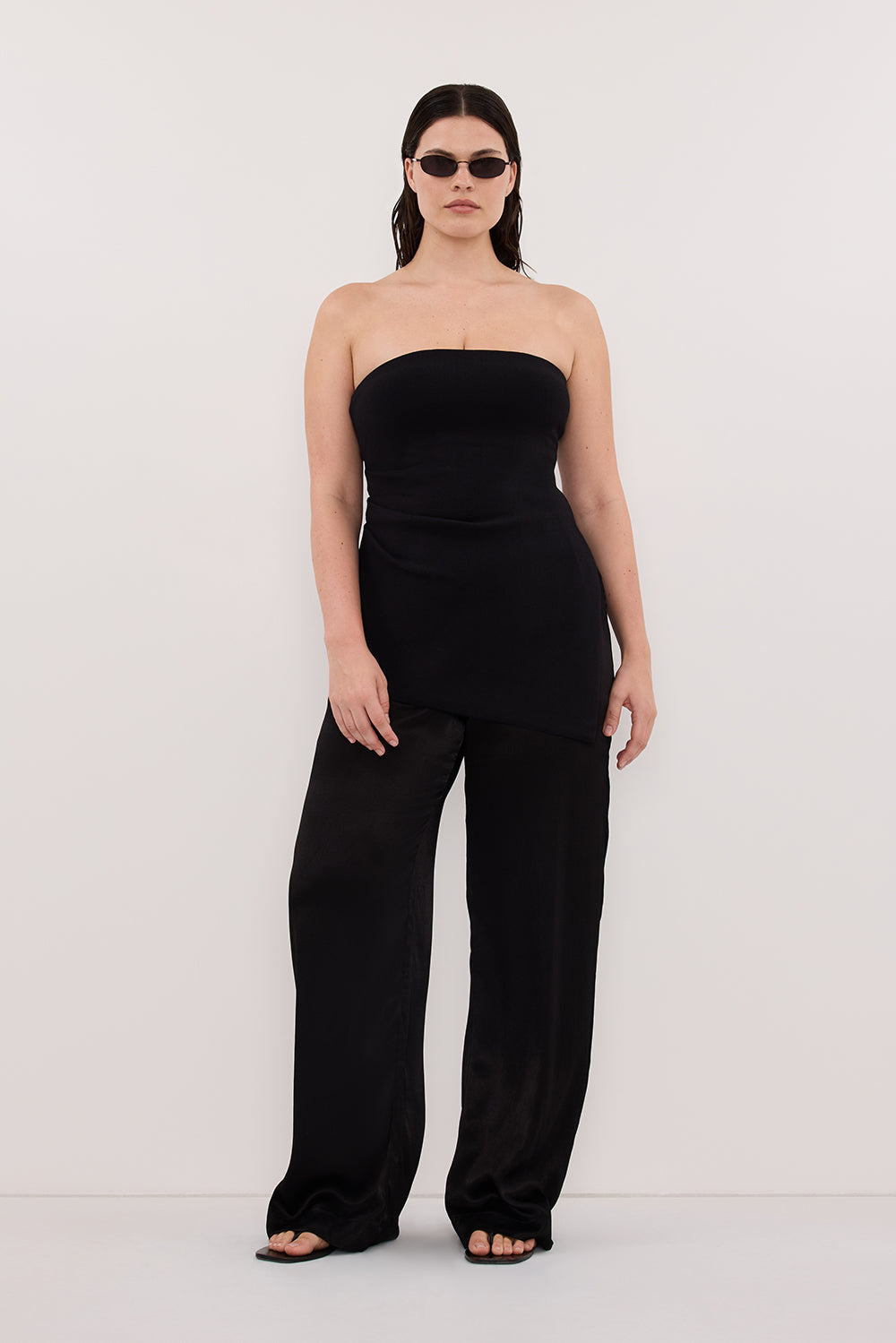 MONICA BLACK SATIN PANT – DISSH