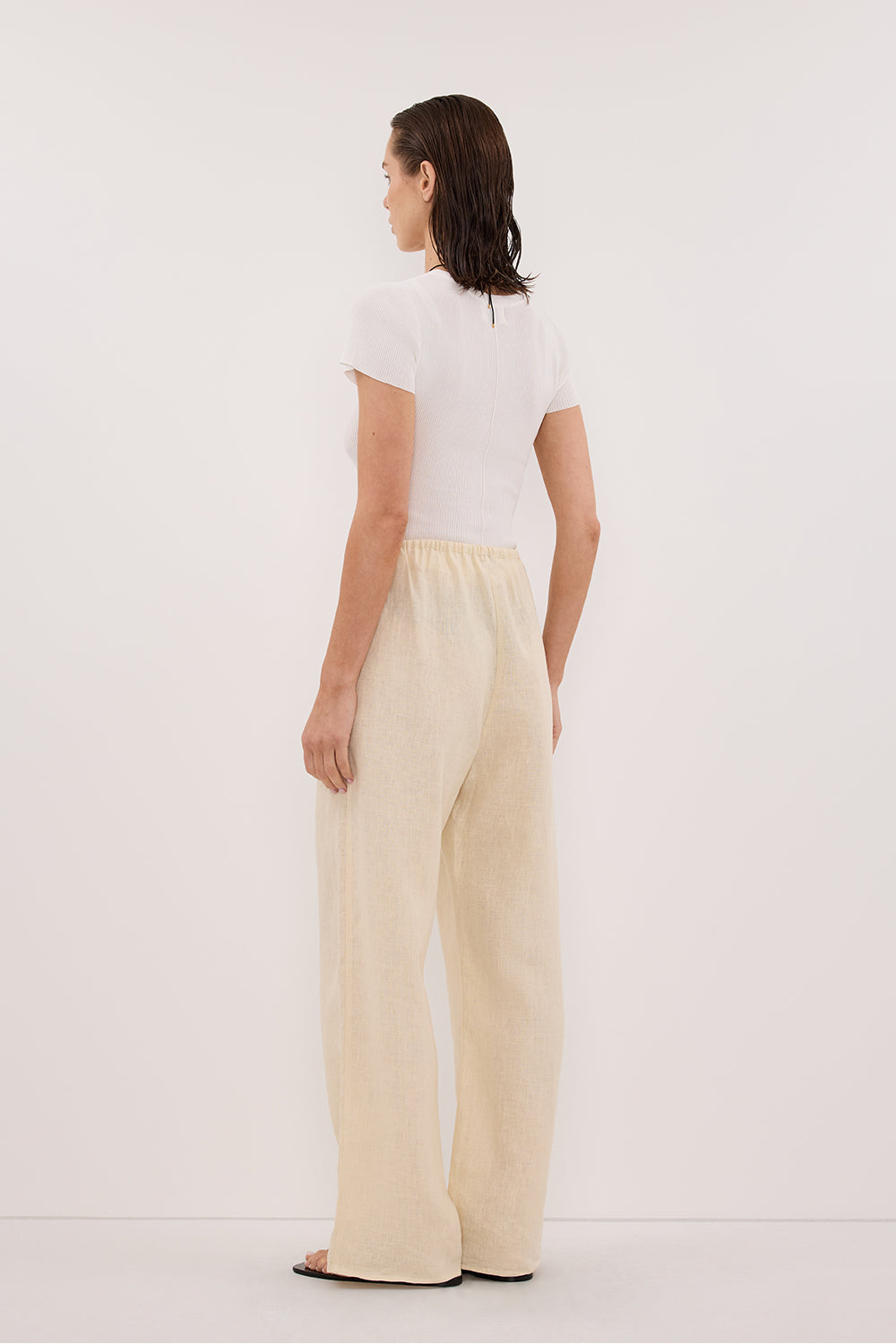 CARLA BUTTERMILK DRAWSTRING LINEN PANT
