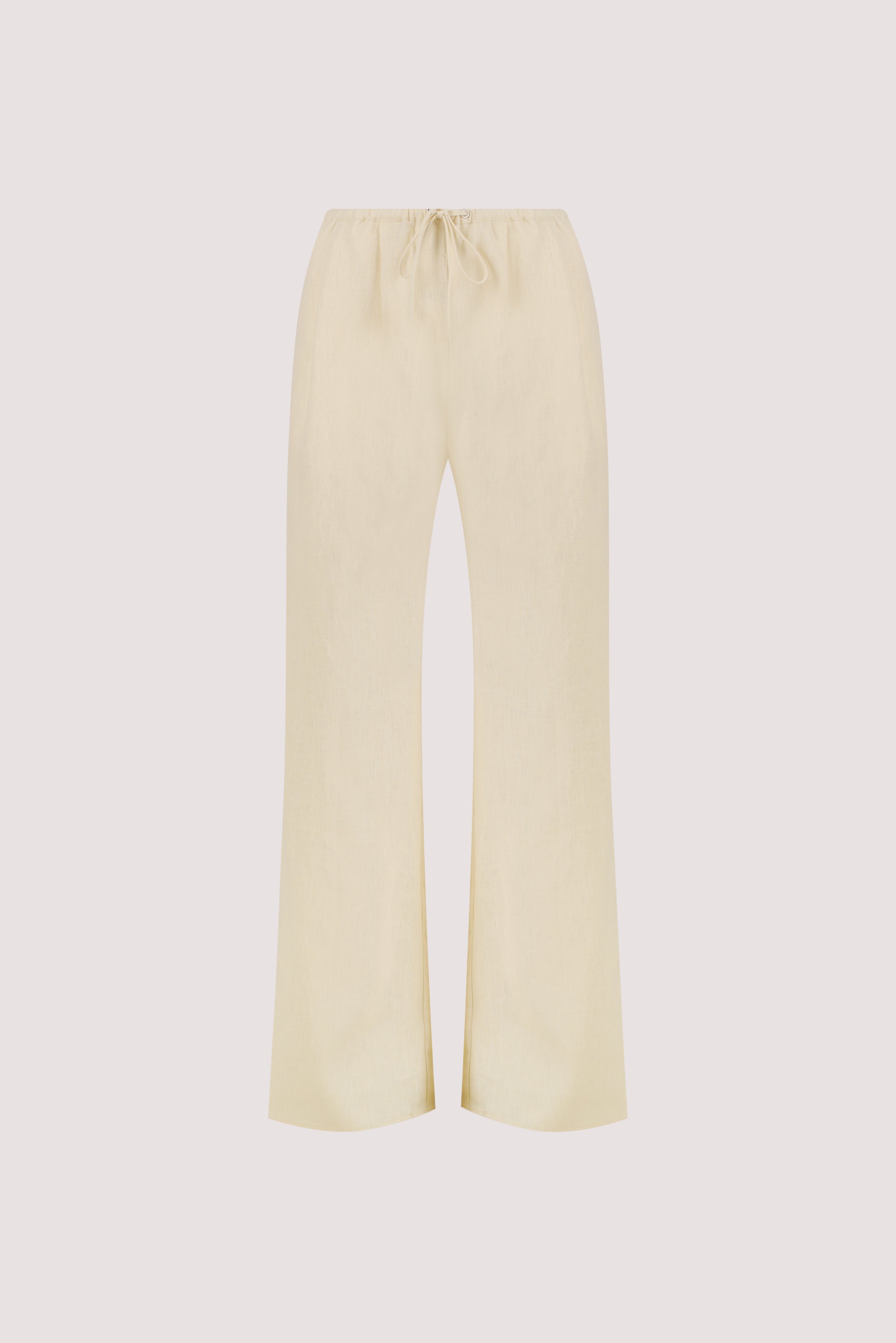 CARLA STRAW DRAWSTRING LINEN PANT