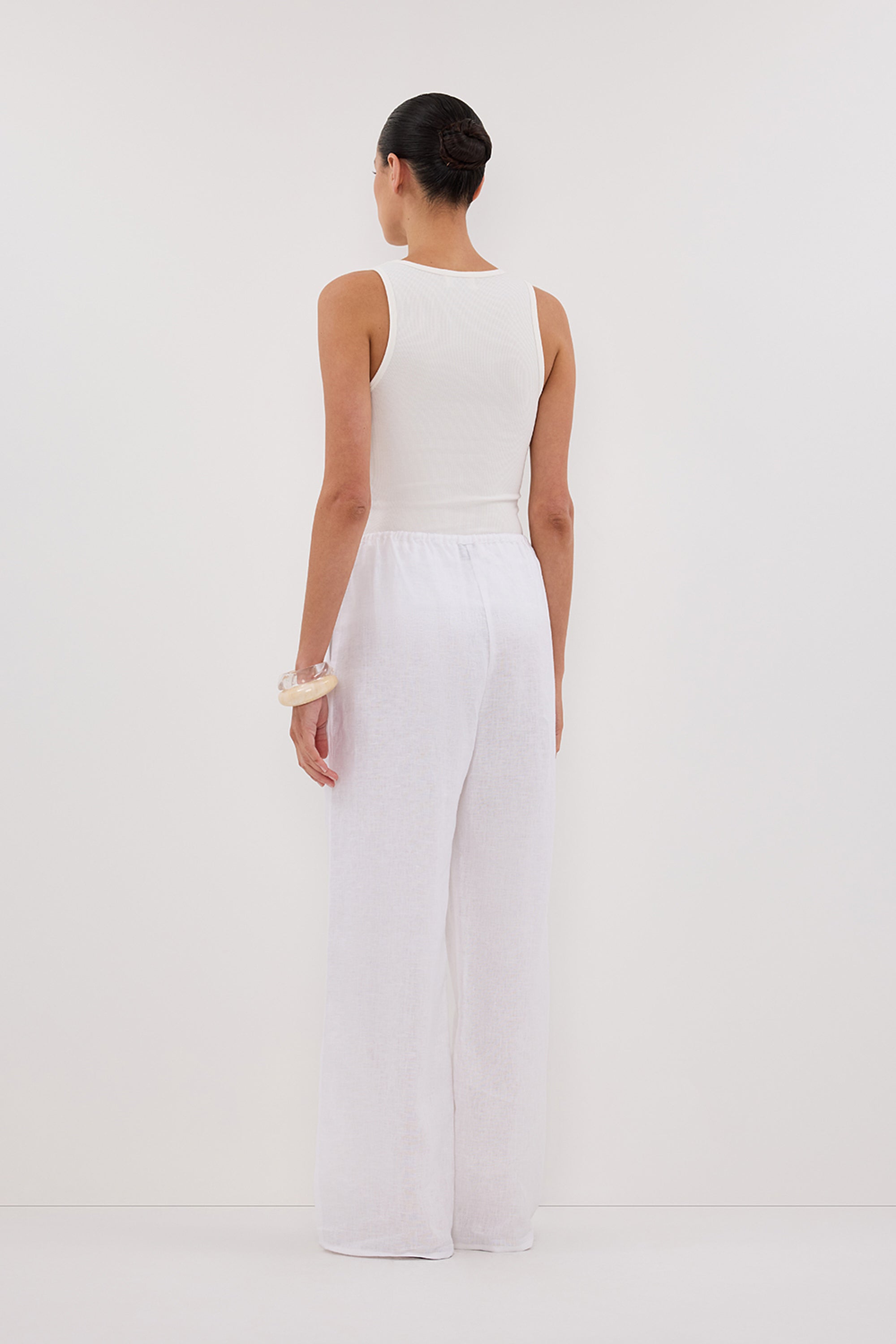 CARLA WHITE DRAWSTRING LINEN PANT – DISSH