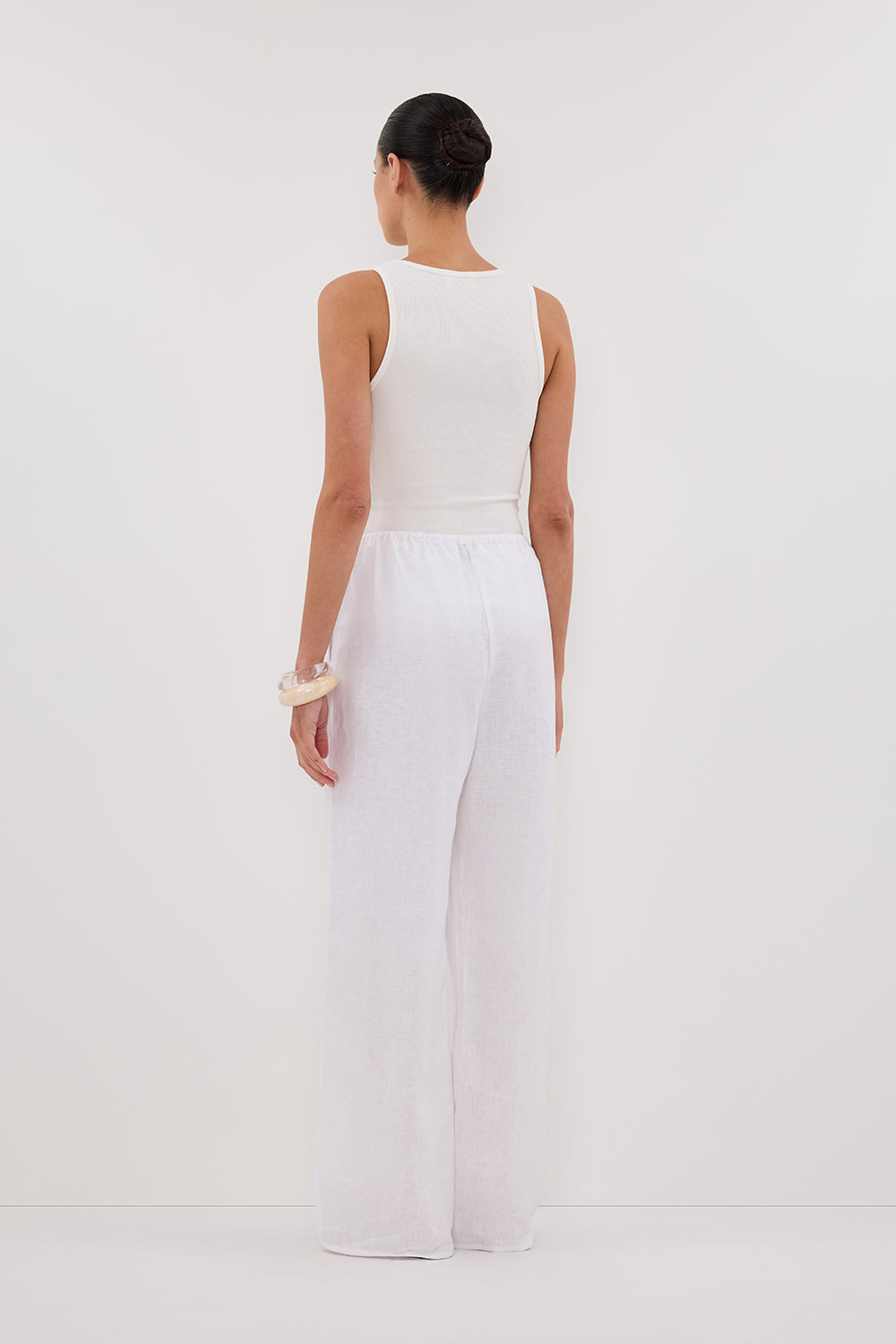 CARLA WHITE DRAWSTRING LINEN PANT