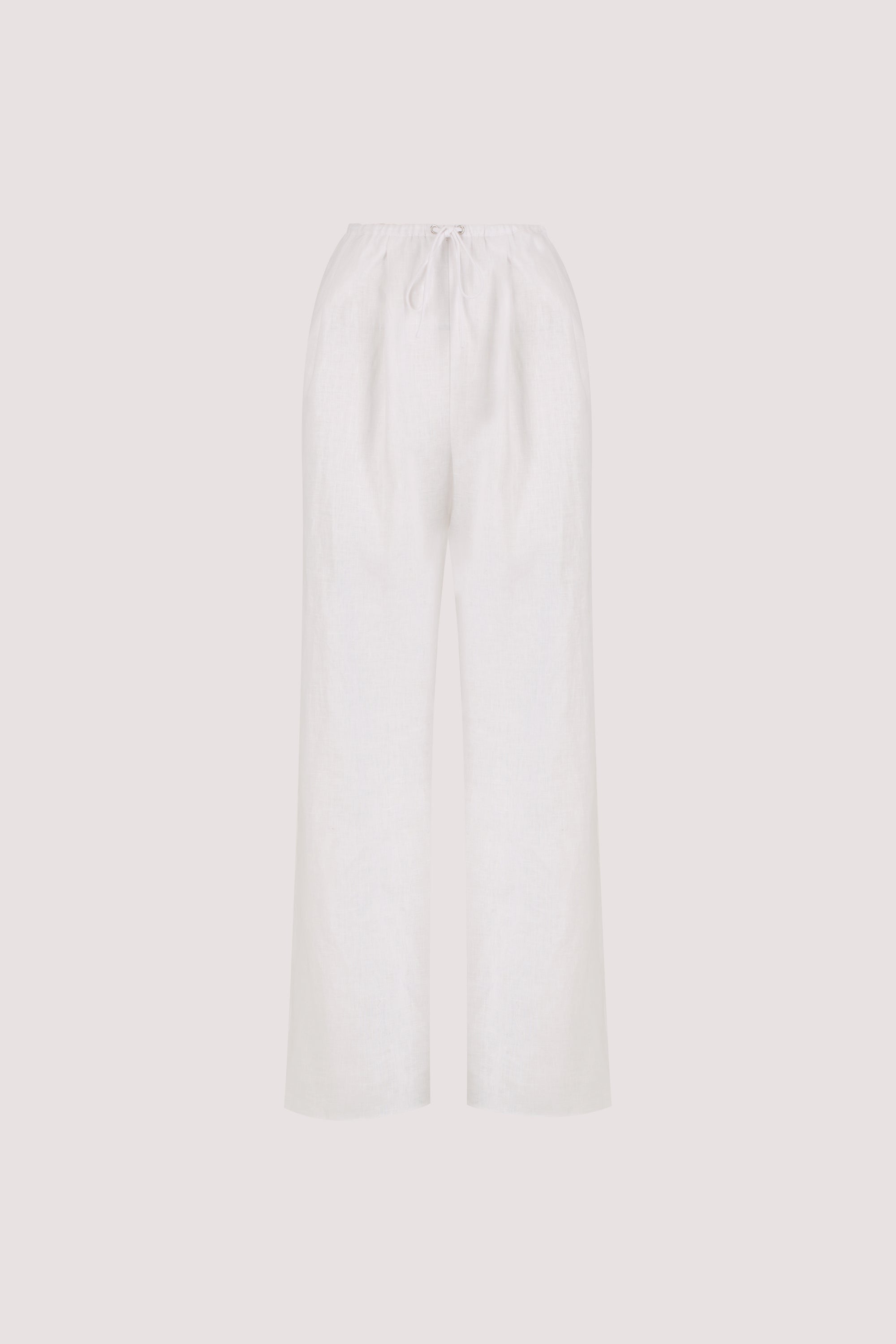 CARLA WHITE DRAWSTRING LINEN PANT