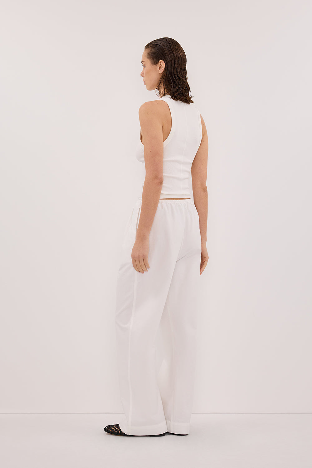 RHEA WHITE COTTON DRAWSTRING PANT