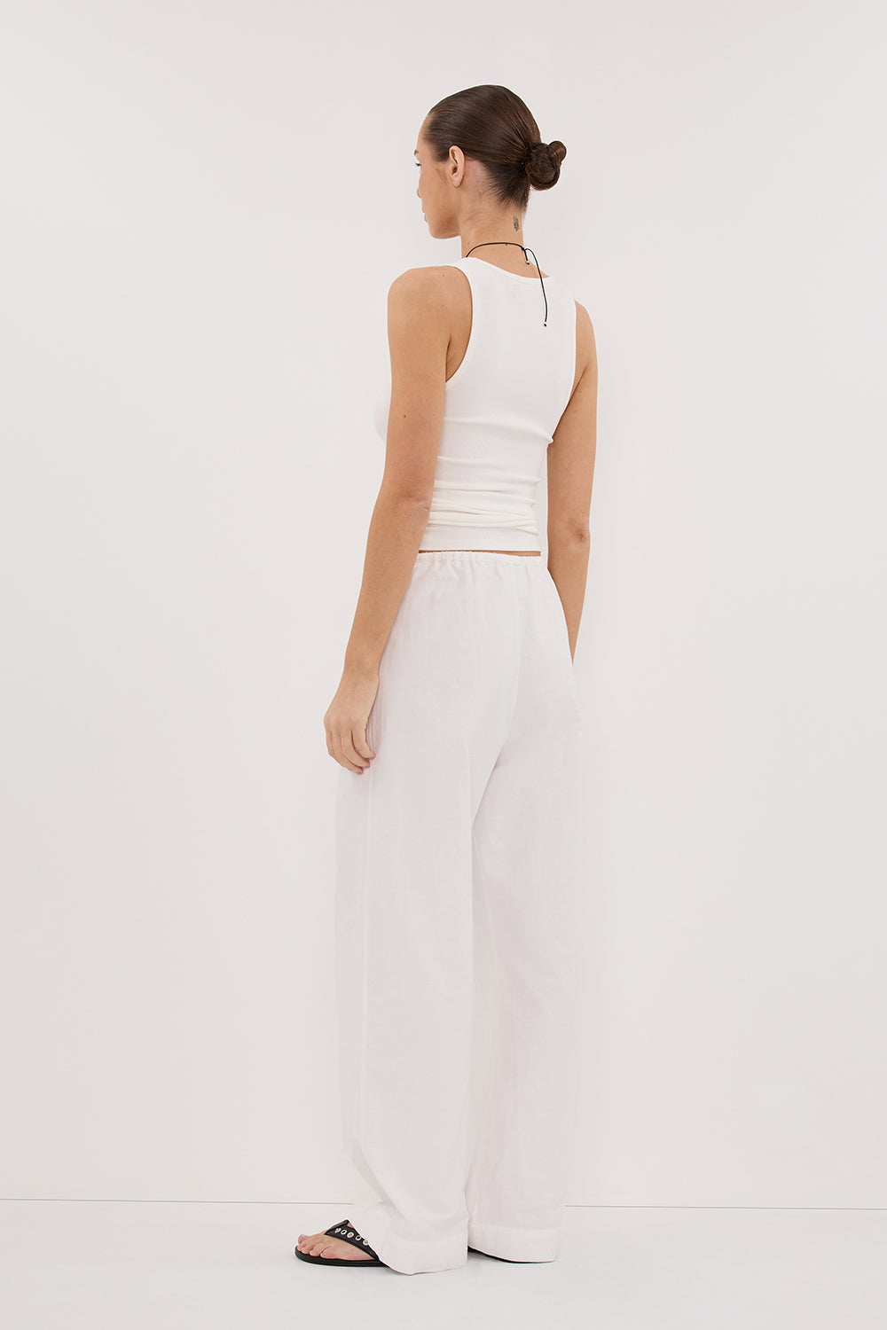 RHEA WHITE COTTON DRAWSTRING PANT