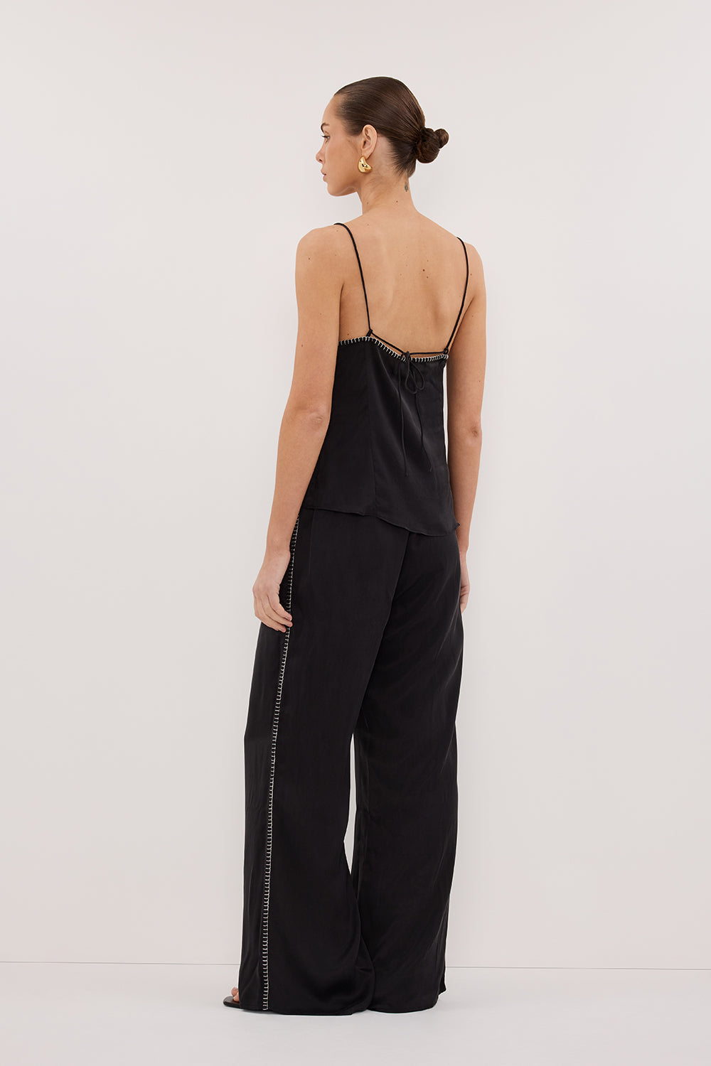 PIPER BLACK SILK STITCH DETAIL PANT